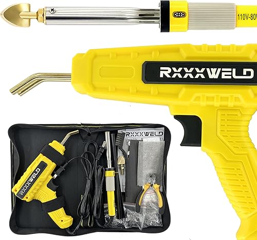 RXXXWELD Soldador de plástico de 80 W, kit de soldadura de plástico 2 en 1, kit de reparación de plástico de grapadora caliente para grietas de