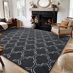 HOMORE Geometric Shag Rug for Bedroom, 5'x7' Rugs for Living Room, Soft Trellis Area Rug for Kids Nursery Dorm, Memory Foam Bedside Rug Indoor Floor Carpet, Gray/White
