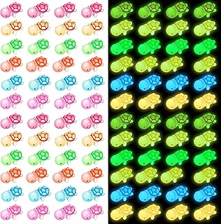 48 Pcs Glow in The Dark Turtle Figure Bulk Luminous Mini Sea Turtle Tiny Resin Turtle Miniature Figurines for Ocean Animal Party Favors Ocean Theme Birthday Party Decorations DIY Home Garden