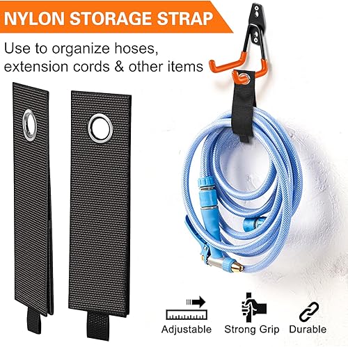 Miniatura 4 de Paquete de 4 ganchos de garaje, ganchos de 7.7 pulgadas de largo, con 2 organizadores de cables de extensión, colgador de garaje resistente, ganchos
