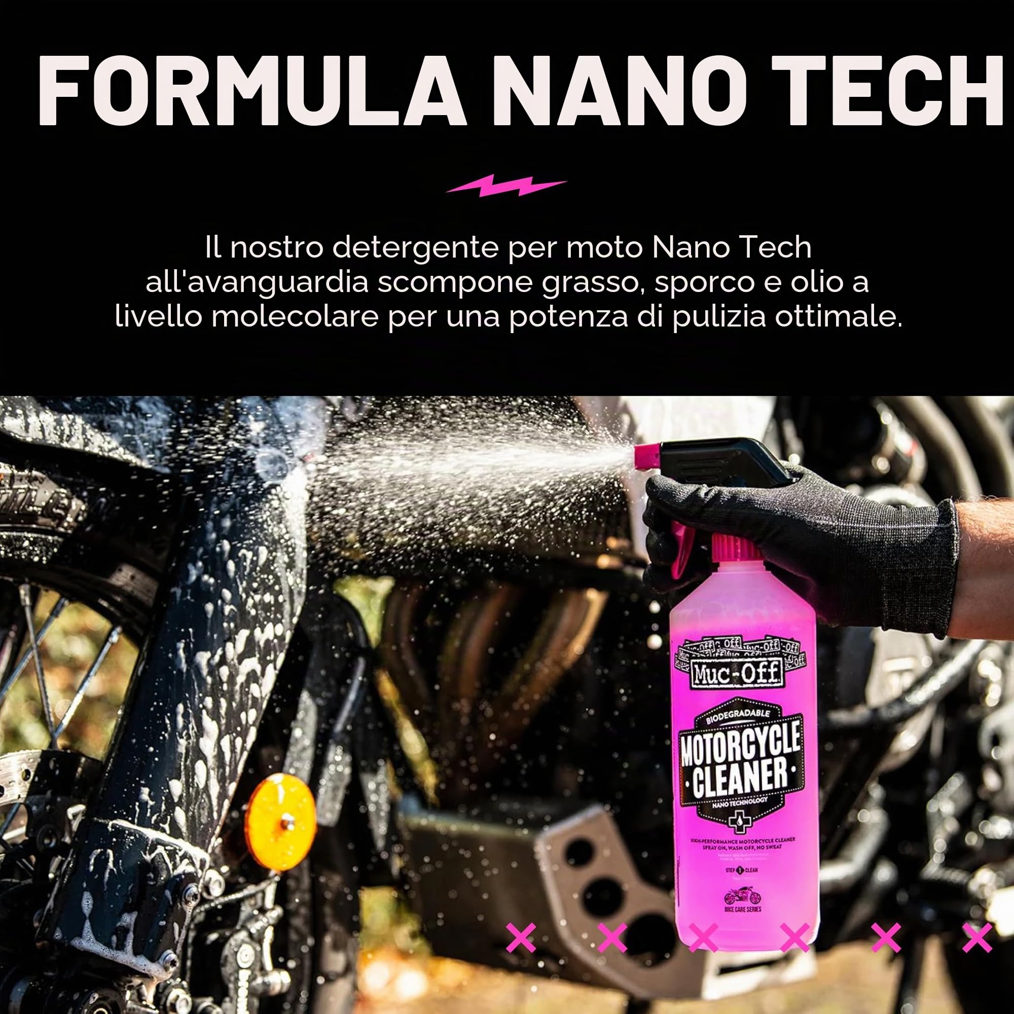 Muc-Off Motorcycle Care Duo Kit - Kit Pulizia Moto per Pulire e Proteggere la tua Moto - Include 1 l di Detergente Moto e 500 ml di Spray Protettivo Moto