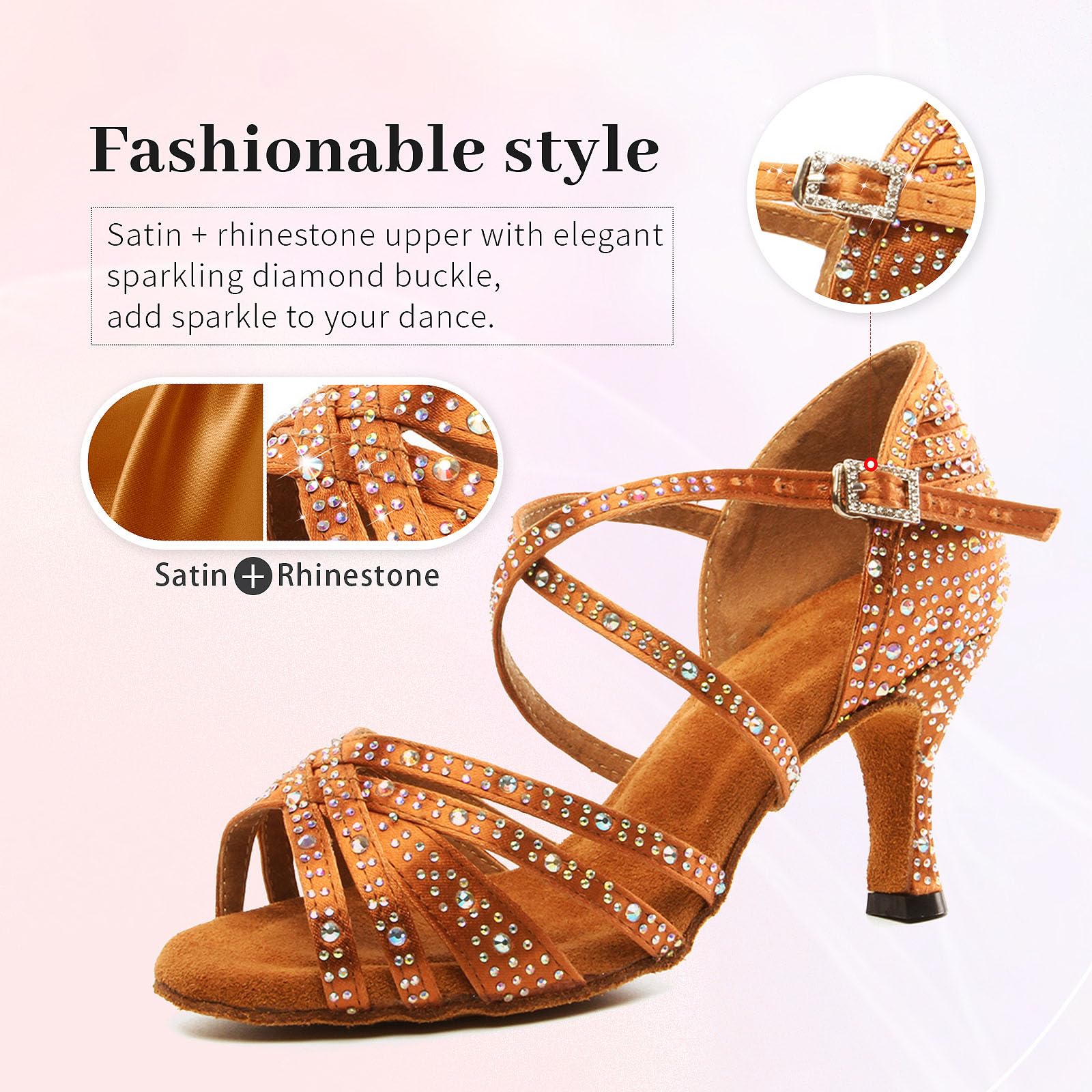 SWDZM Scarpe da Ballo Latino Americano con Strass Salsa e Bachata Donna