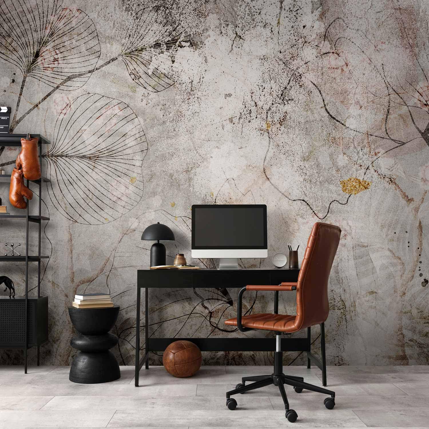 murando Fotomurales Hojas 350x256 cm Papel pintado tejido no tejido coración Pared corativos Murales morna Diseno Fotográfico Flores Naturaleza Aspecto concreto b-A-10395-a-a