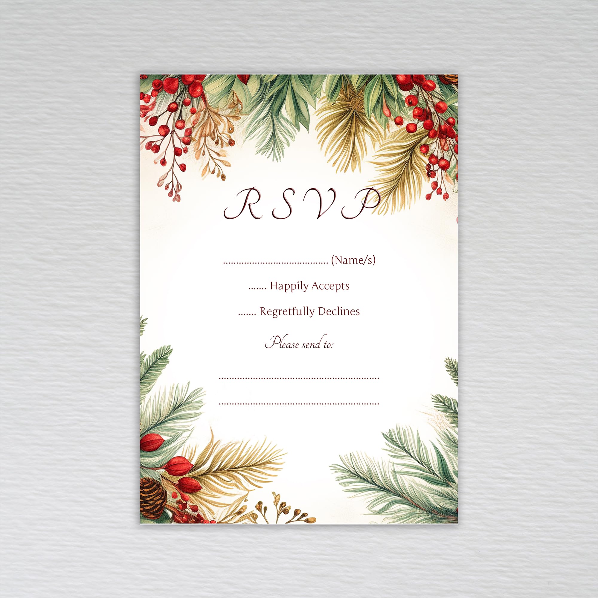 Webspectations Red Berry Christmas RSVP Cards: Red Berry Winter Wedding RSVP Cards (Pack of 50 without Envelopes)