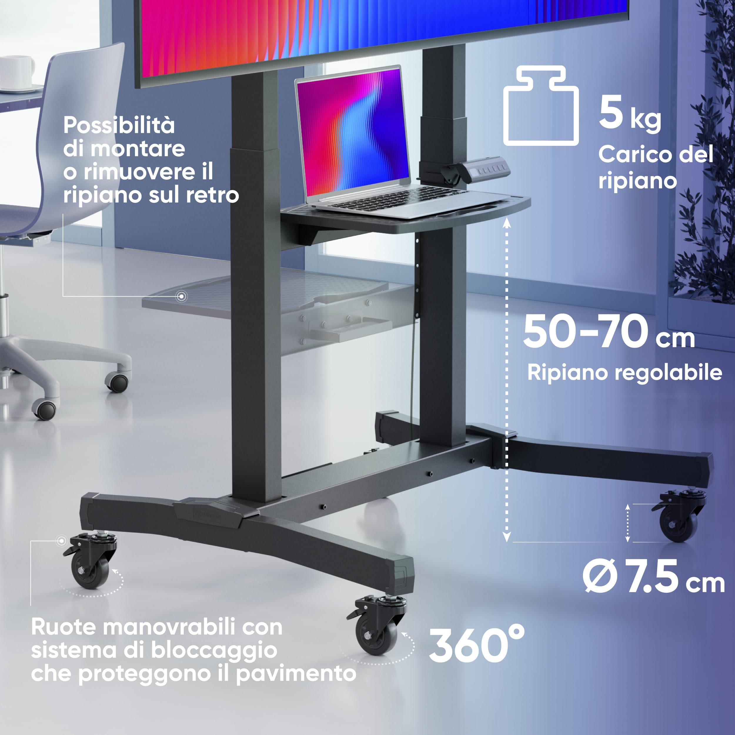 ONKRON Supporto TV Elettrico 50"-100", 120 kg, max VESA 1000x600, TS1991E-B