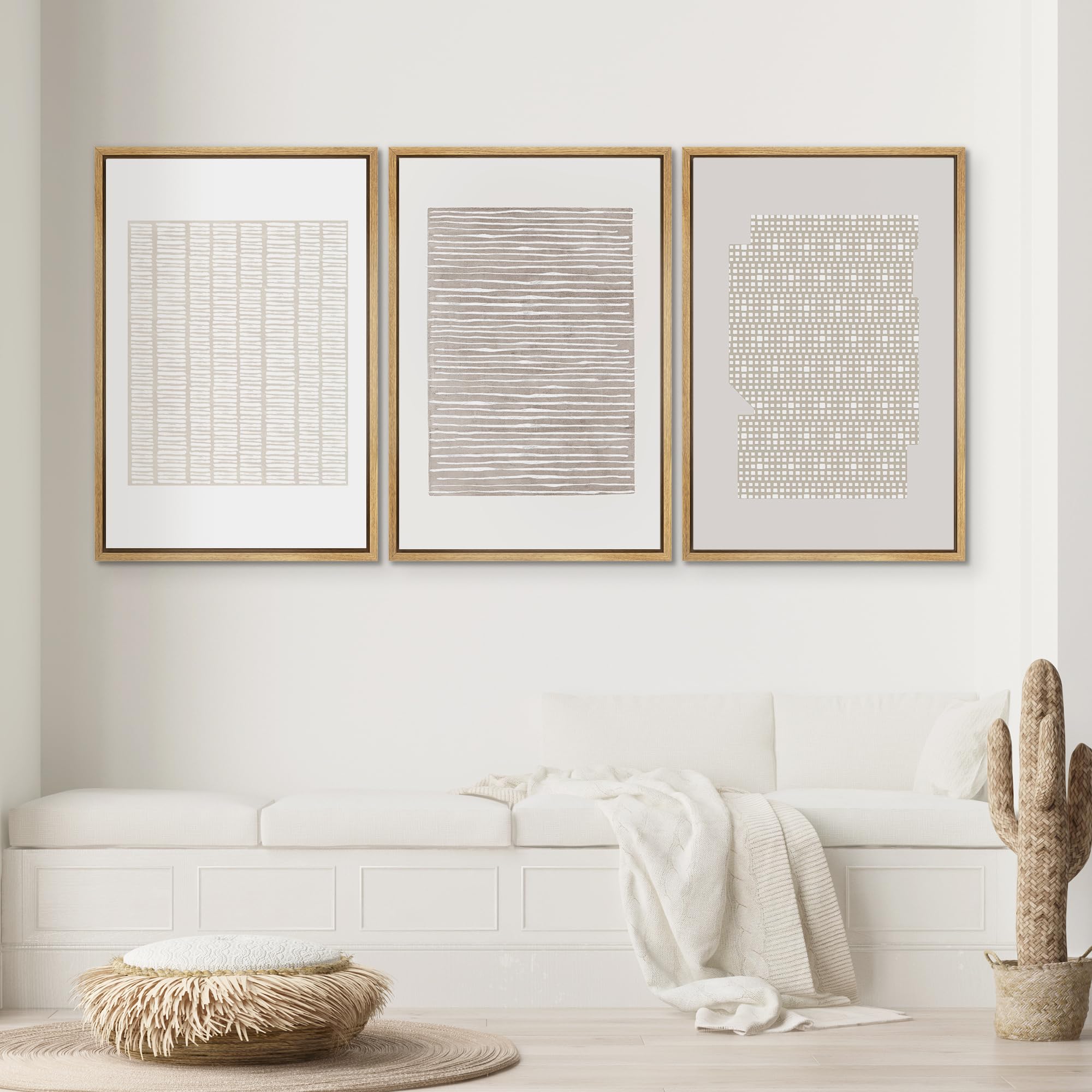 Amazon.com: SIGNWIN Framed Canvas Print Wall Art Set Tan Geometric