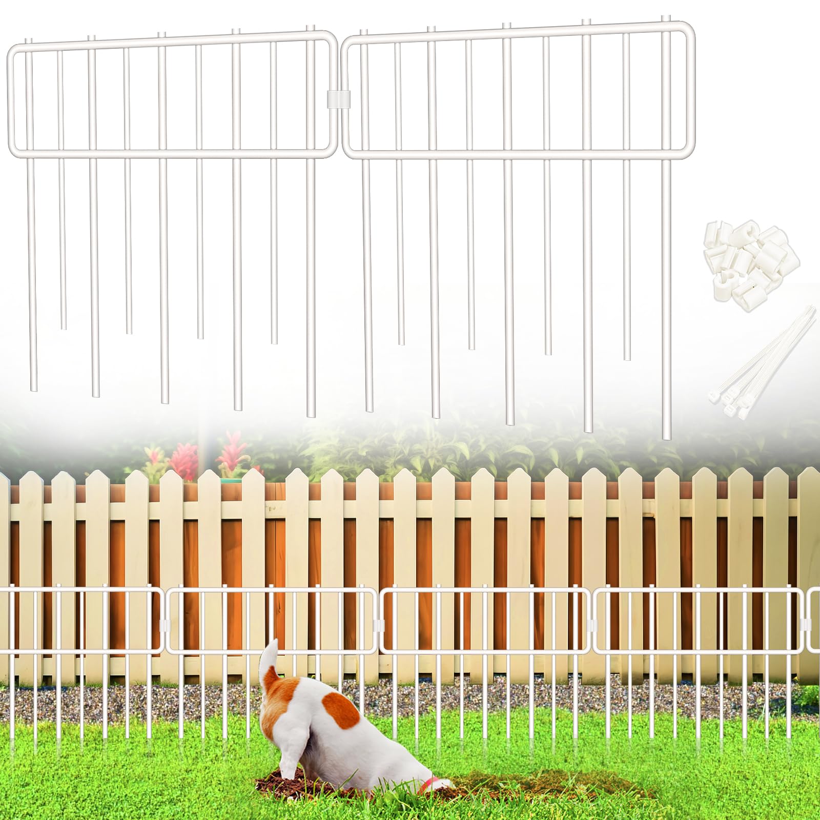 Photo 1 of Blingluck Animal Barrier Fence - 30 Pcs White Metal Garden Edging, 32.3 Ft