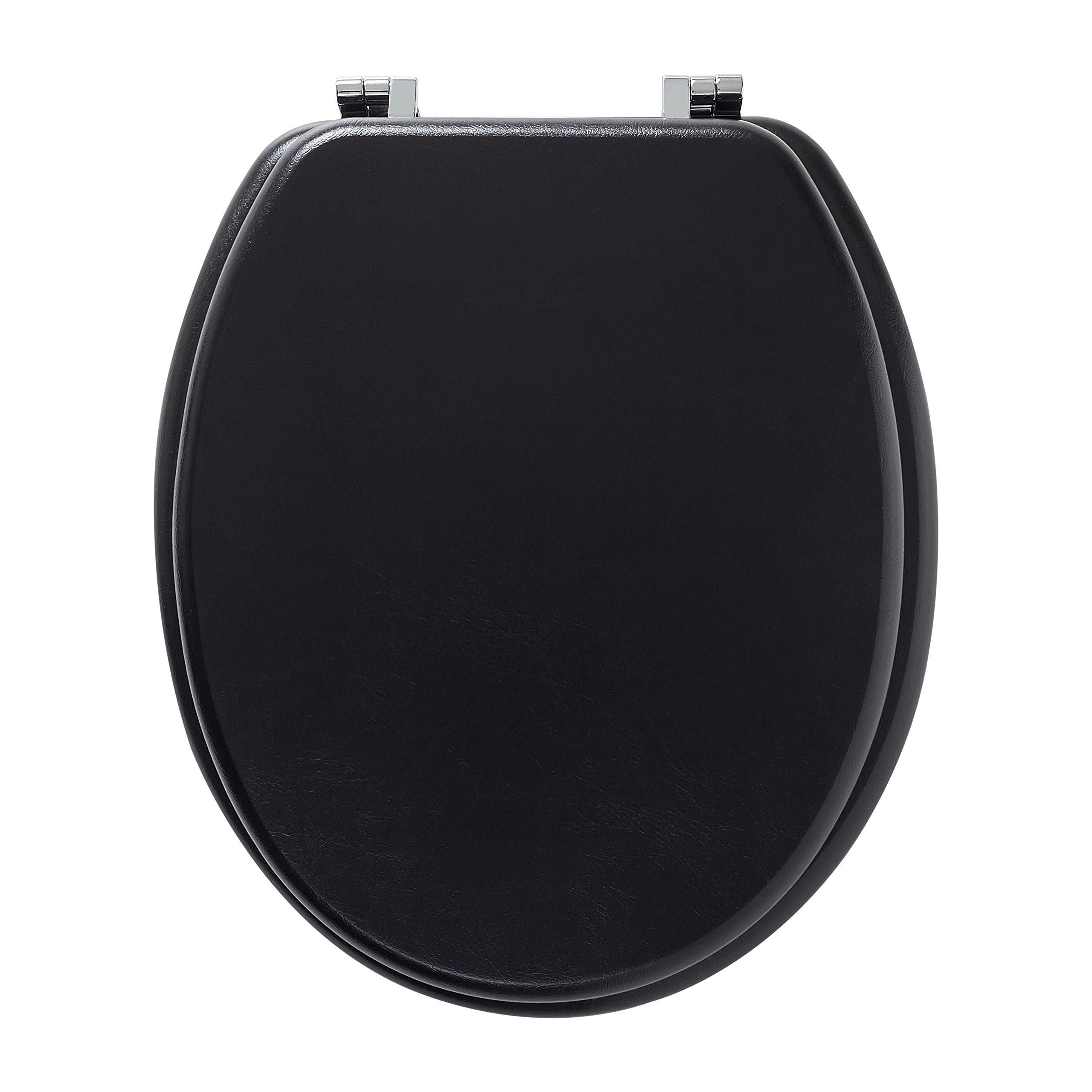 Tiger Asiento de Inodoro Leatherlook, 43.3 x 37.5 x 5.5 cm, MDF Madera, Negro
