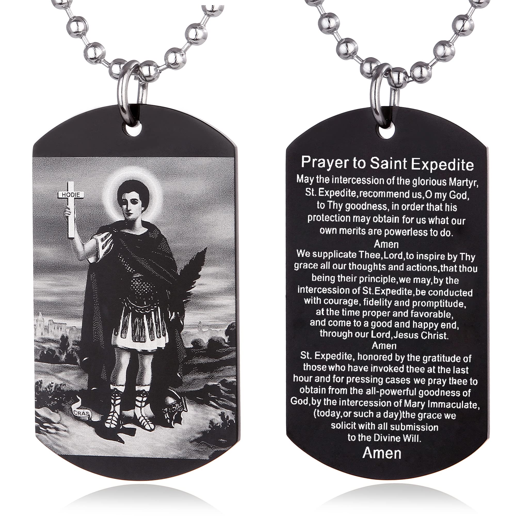 FAYERXL Scripture Baptism Holy Bible Verse Dog Tag Necklace,Engraved Catholic Christian Communion Confirmation Rite Religious Gift