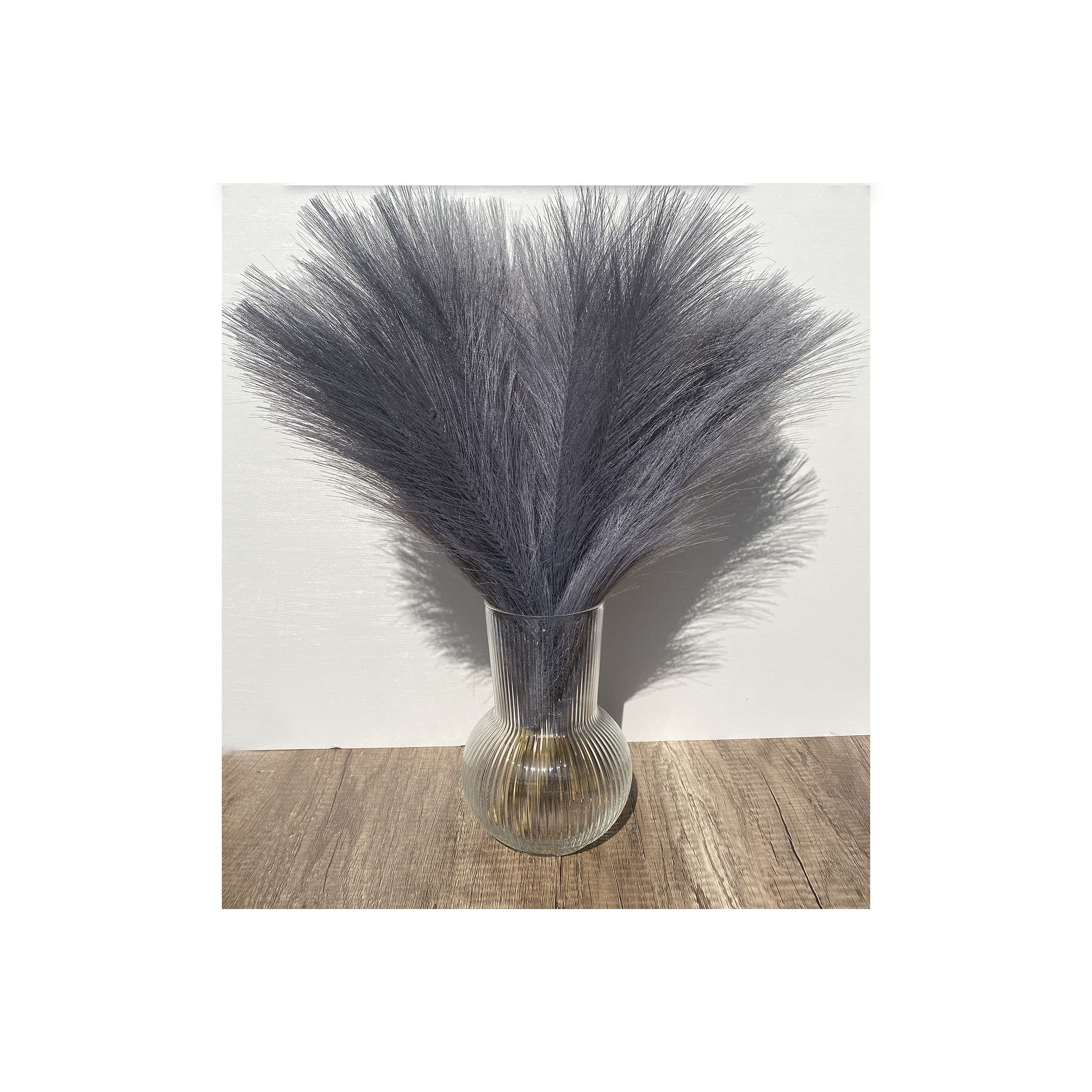Artificial Pampas Grass Decor 17.7"- Fluffy Fake Flowers 6 pcs,Boho Faux Plants Non-Shedding Reeds for Home Bedroom Decor,Table Filler Centerpieces (gray)