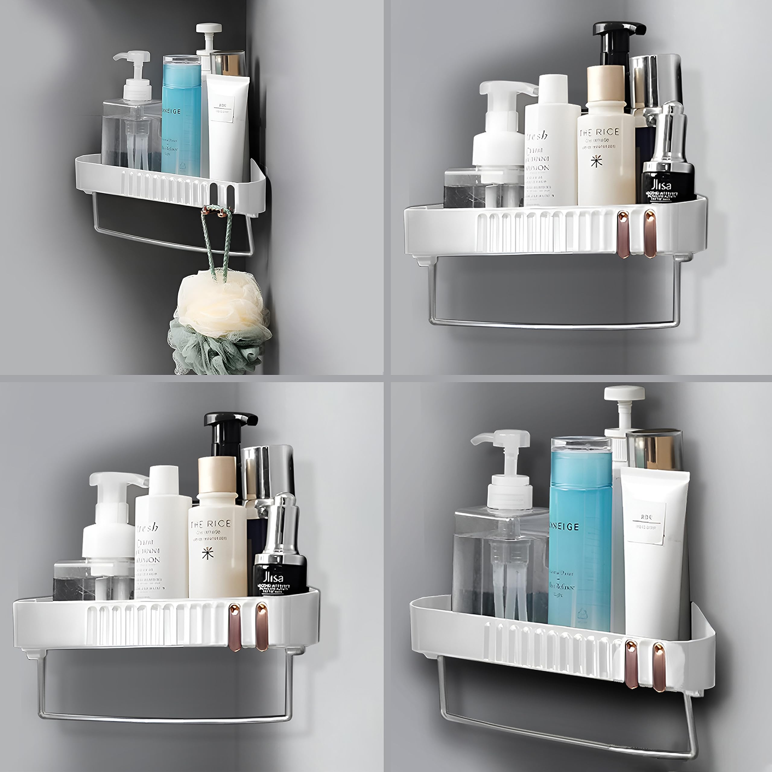 Primax Bathroom Accessories-Bathroom Corner/Shelf/Self-Adhesive Wall-Mount Shelf with Towel Hanger/Bathroom Organizer - White (Pack of 4) (B0C413DZ9W) Amazon Price History, Amazon Price Tracker