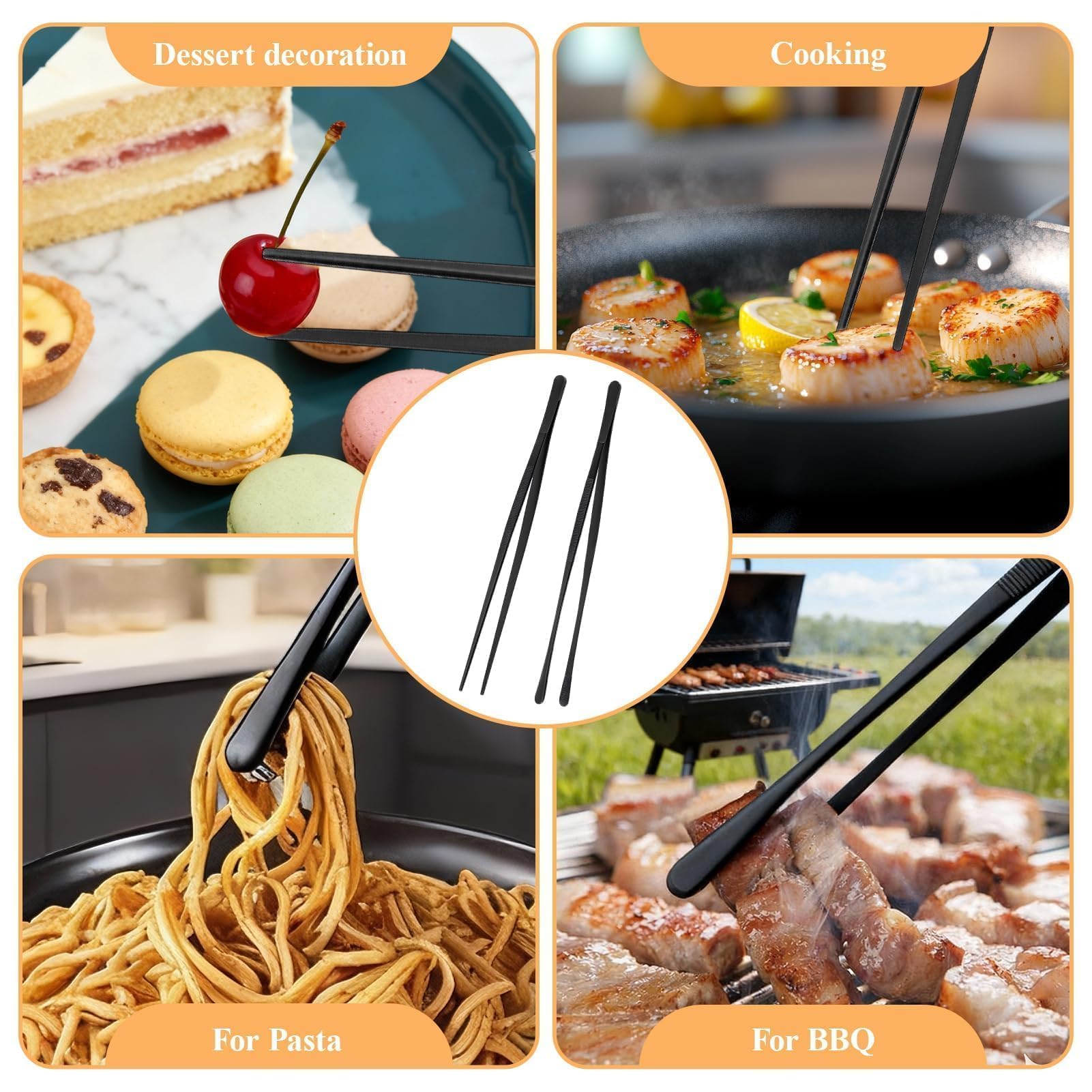 Set 3 Pinzas De Pinzas De Cocina De Silicona De Acero Inoxidable | Mercado Libre