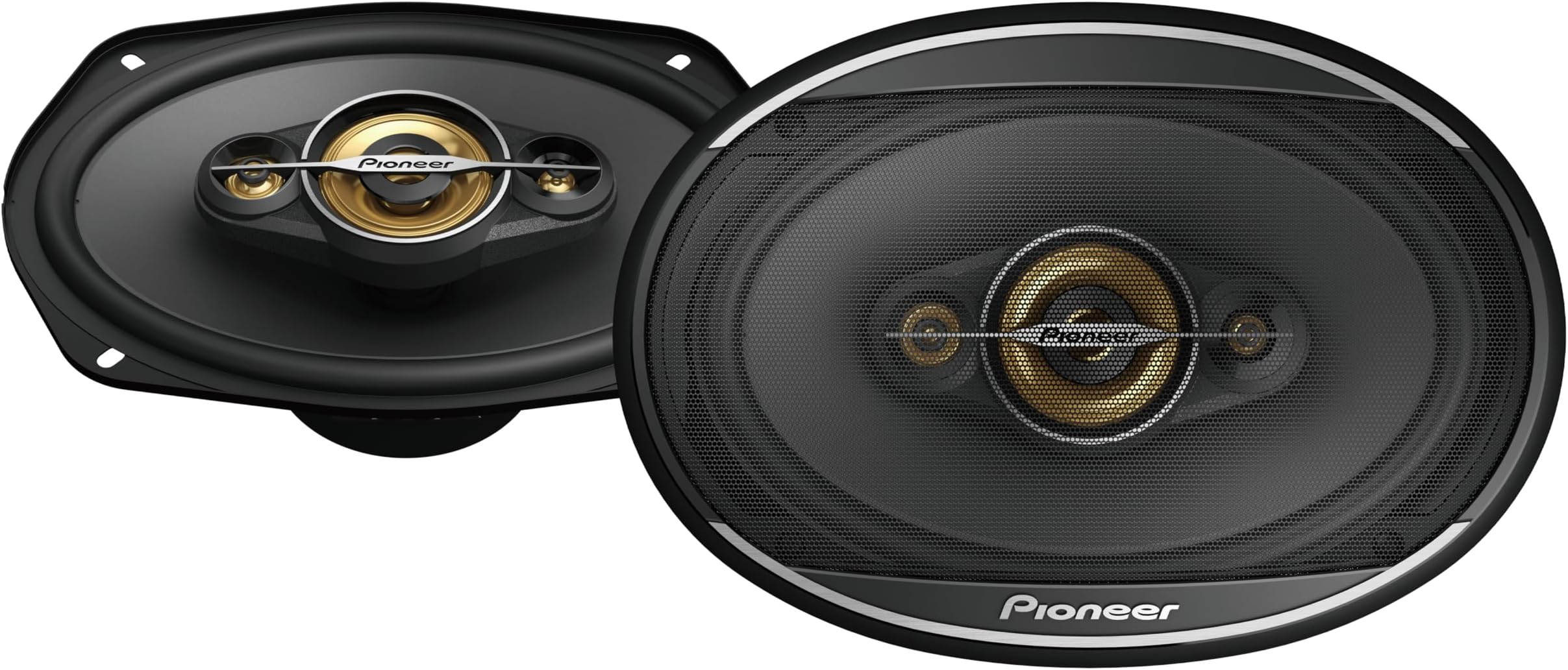 Pioneer TS-A6971F 6 x 9 4-Way Coaxial Speaker Set with 2 Speakers (600 W Max., 100 W Sine), Powerful Sound, High Efficiency, 72 mm Installation Depth, 153 x 222 mm Installation Cut-Out, Grille