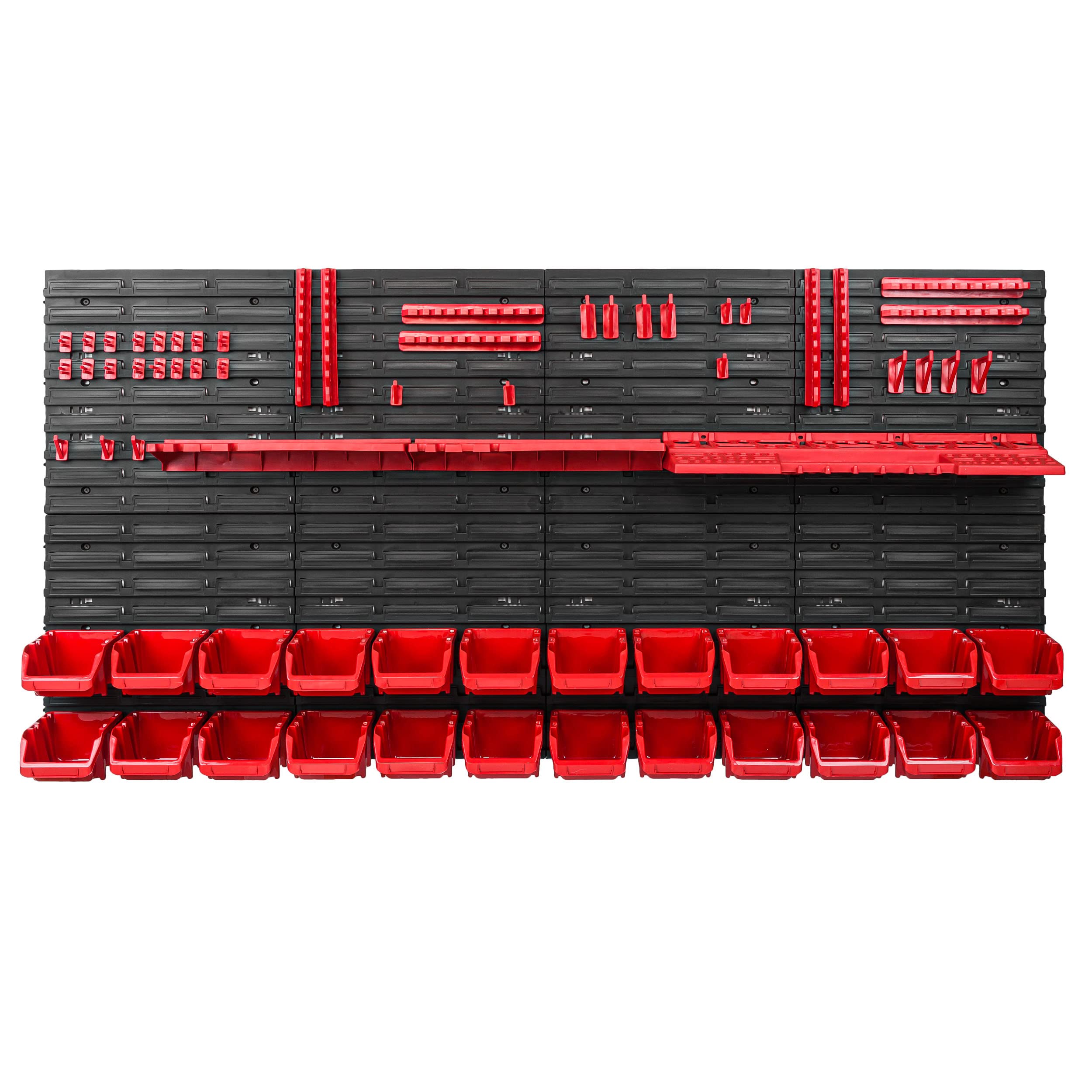 System magazynowy regał warsztatowy | 156 x 78 cm | 24 szt. pudełko | regał ścienny z uchwytami narzędziowymi i pojemnikami do układania - płyty ścienne ekstra mocny regał magazynowy regał garażowy