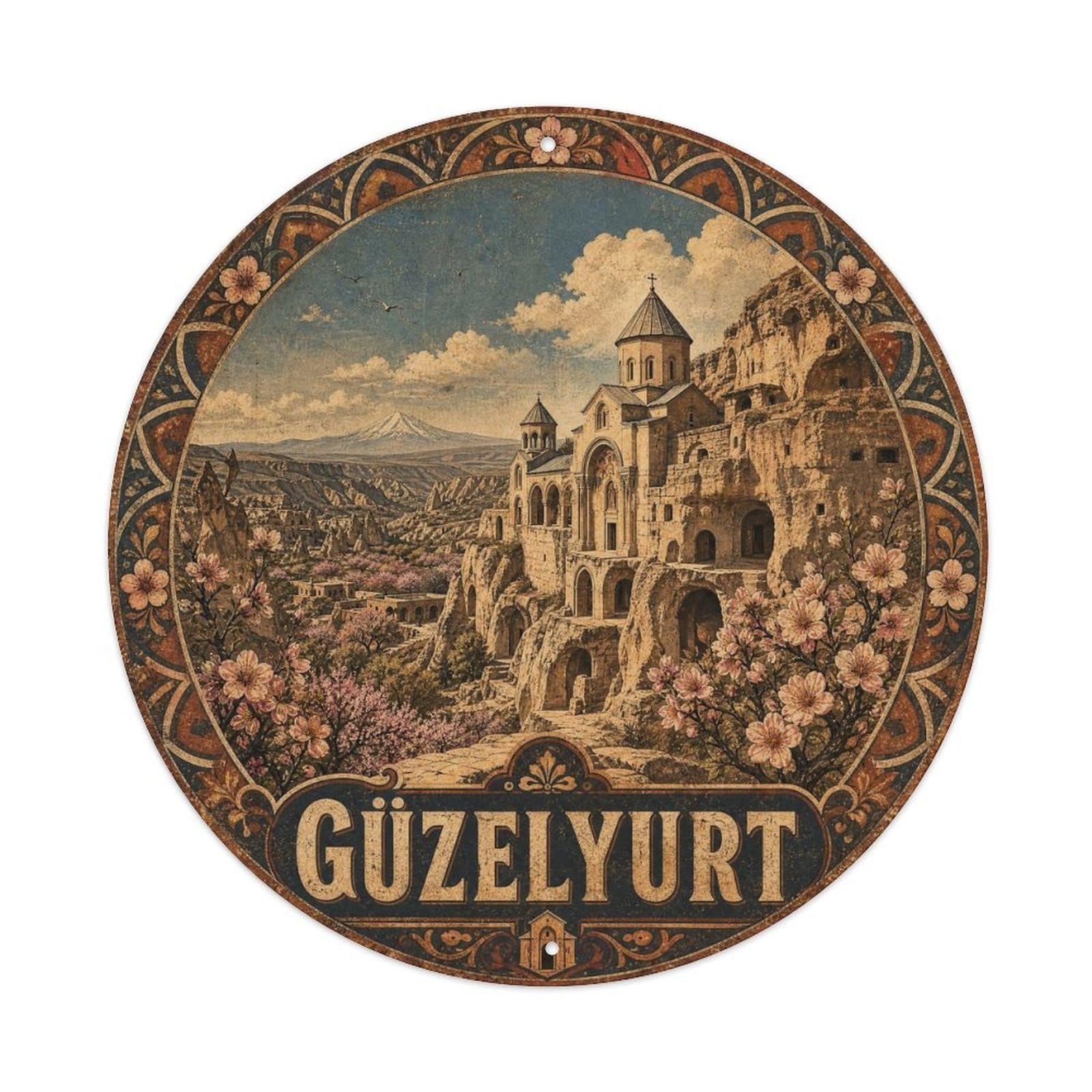 Nigde Guzelyurt Monastery Pilgrimage Turkey Weathered Metal Tin Sign