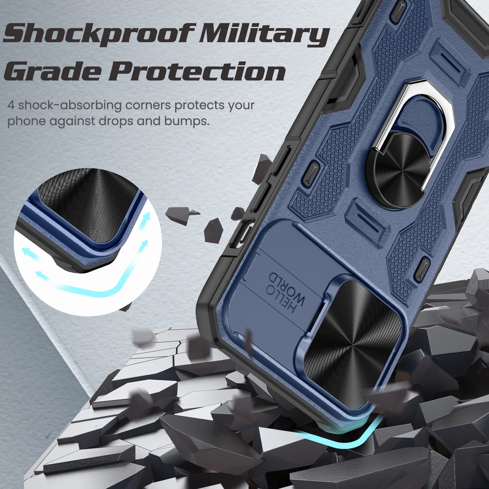 Doeshine IPhone 15 Pro Max Hülle Mit Ständer & Kameraschutz – Magnetisch, Stoßfest, Militärschutz, Schwarz