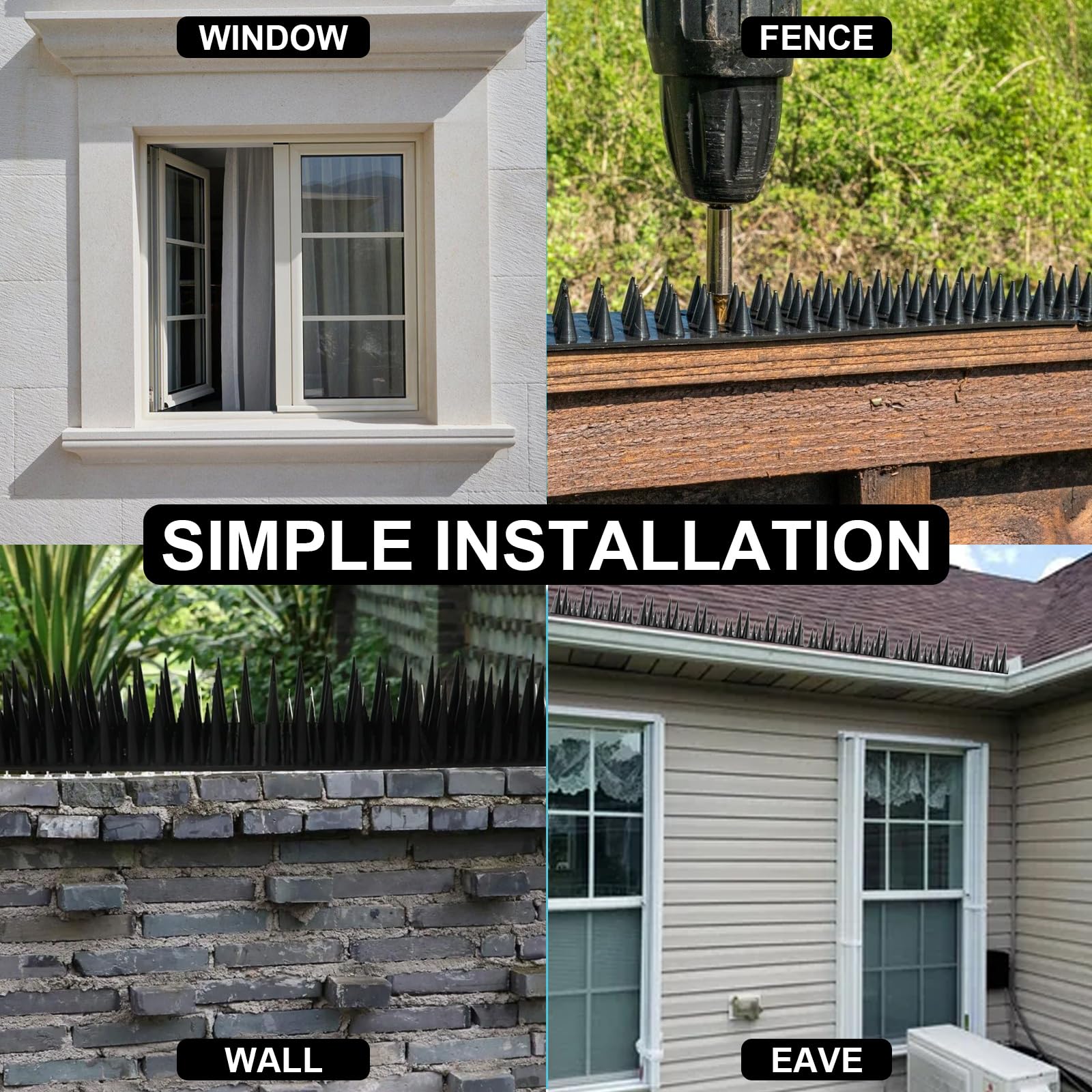 ASelected 5m Bird Spikes For Fence/Wall - Anti Climbing, Deterrent For Birds & Animals, Black-1044518