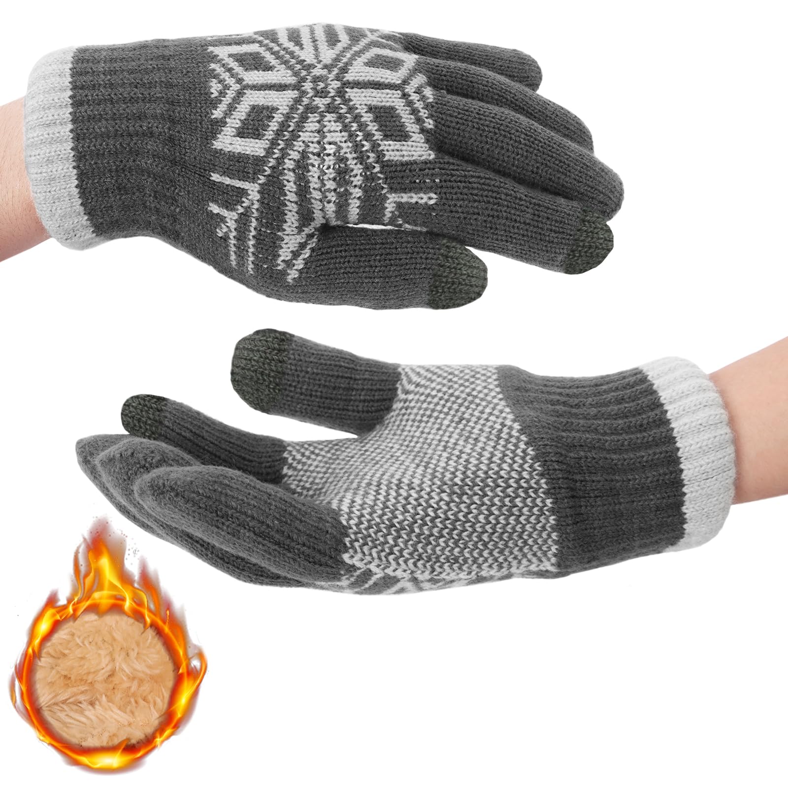 Minicoco Unisex Gy 1 Pcs Christmas Gloves Winter Touchscreen Gloves-Heat Holders, Warm Women's Mittens With Soft Knit Lining And Elastic Cuff For Women