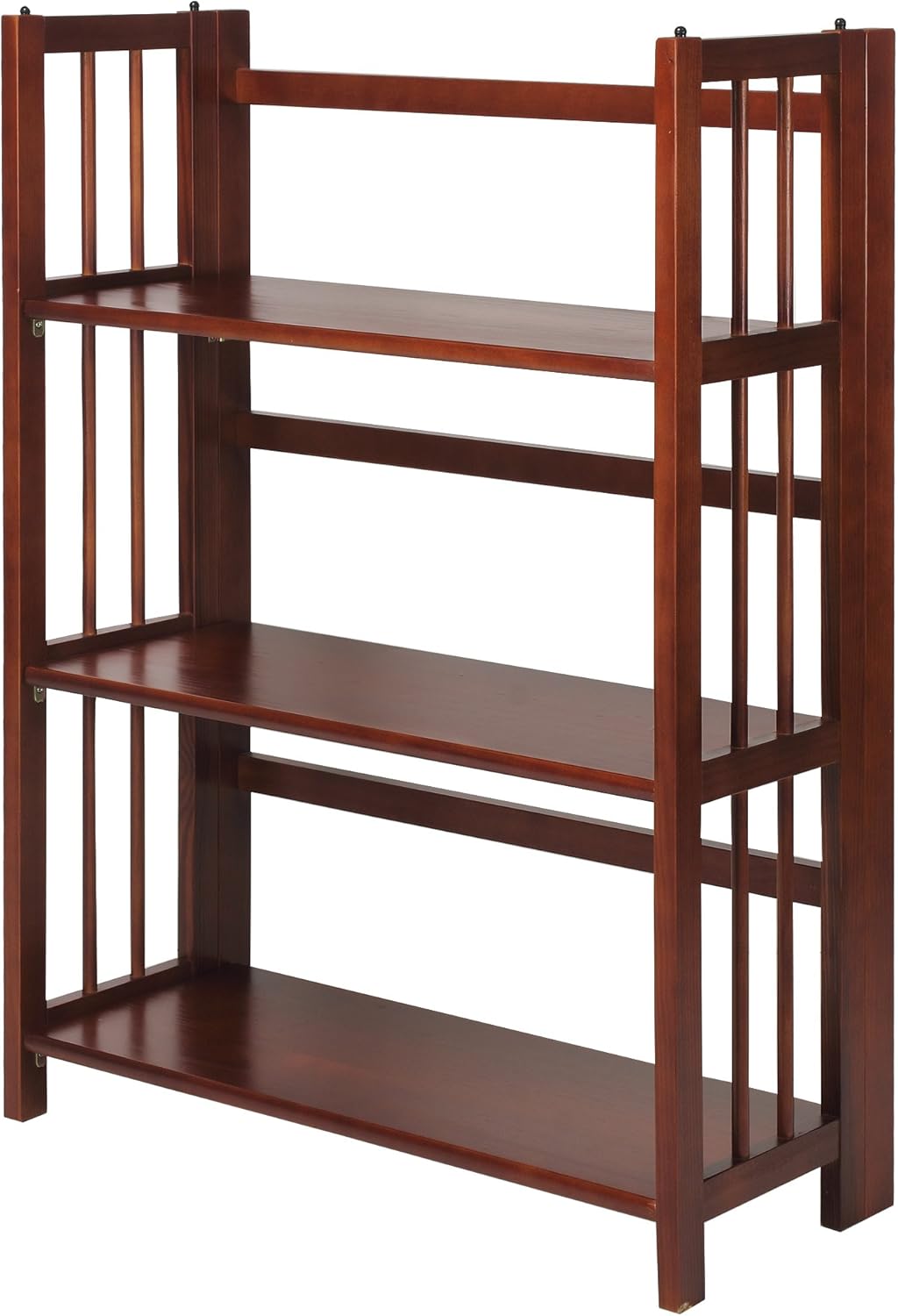 Casual Home 3-Shelf 27.5" Wide Folding Stackable Bookcase, Walnut (New)