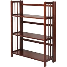 Casual Home 3-Shelf 27.5" Wide Folding Stackable Bookcase, Walnut New