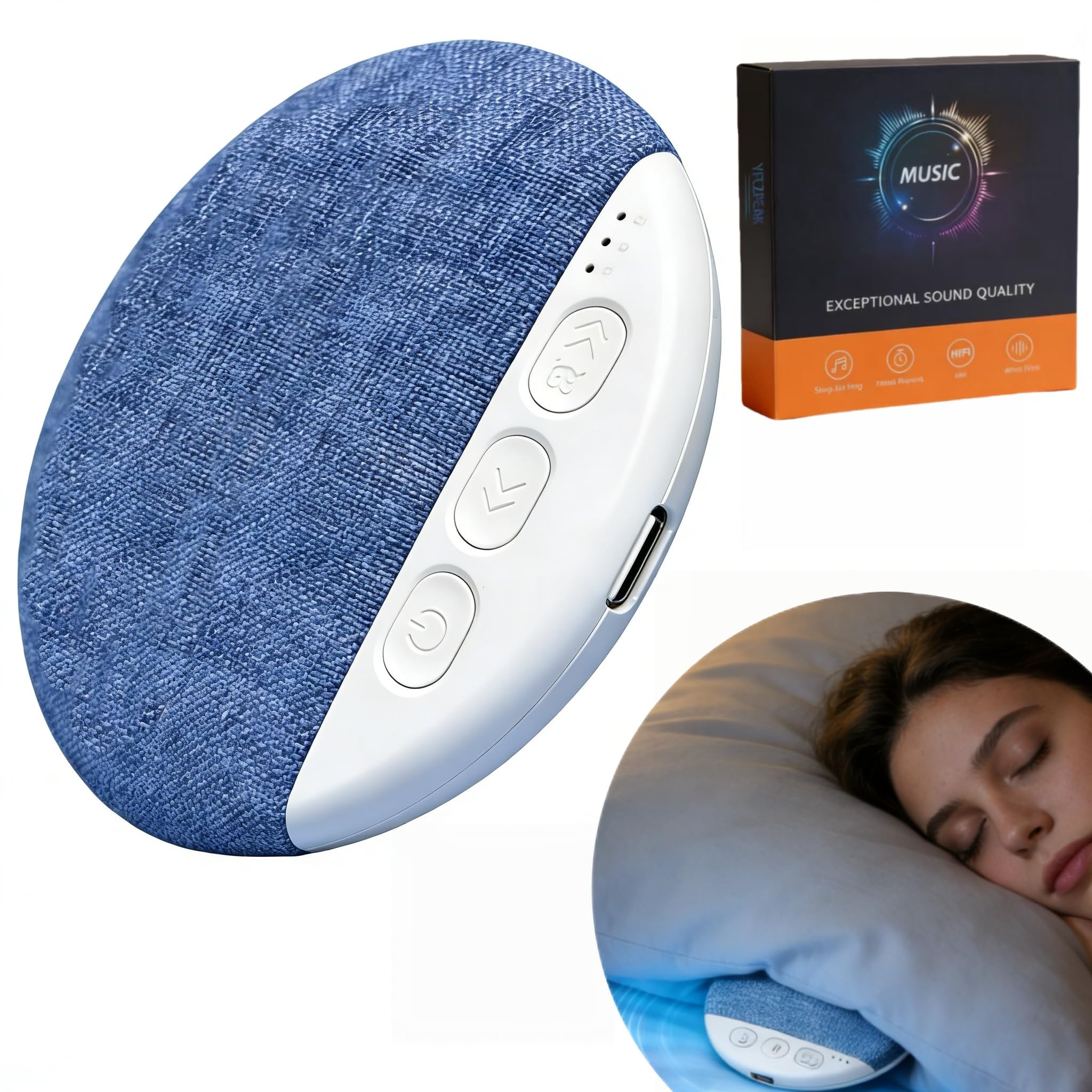 2026 New Bluetooth Pillow Speaker Pro for Sleeping, Under Pillow Speaker with Sleep Timer & White Noise, Thin Speaker for Bed, Hi-Fi Sound, 48H Battery, Type-C, Private Listening for Adults & Kids