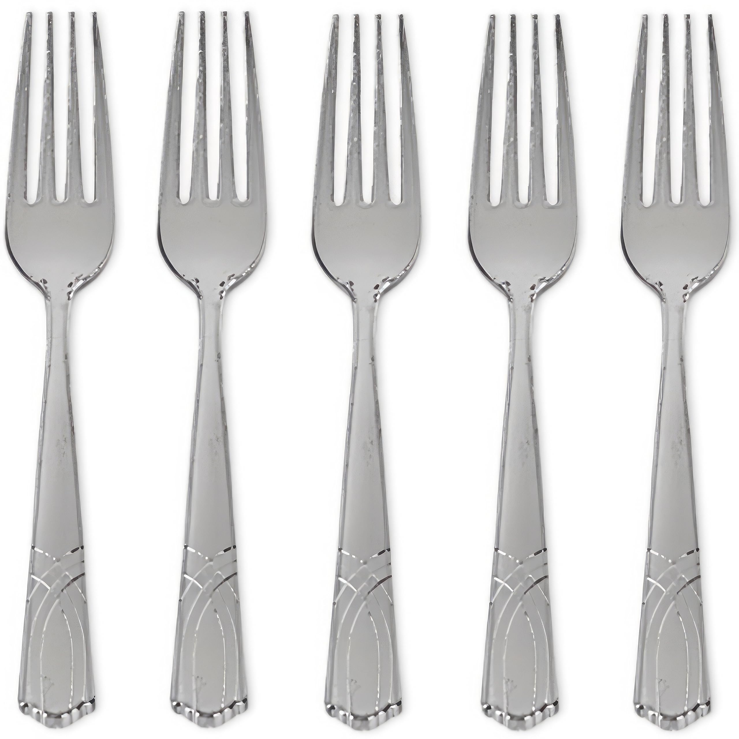 Blue SkySilver Cutlery Collection (24-Count) | Elegant Silver Plastic Forks - Premium Disposable Utensils for Parties, Weddings, and Events