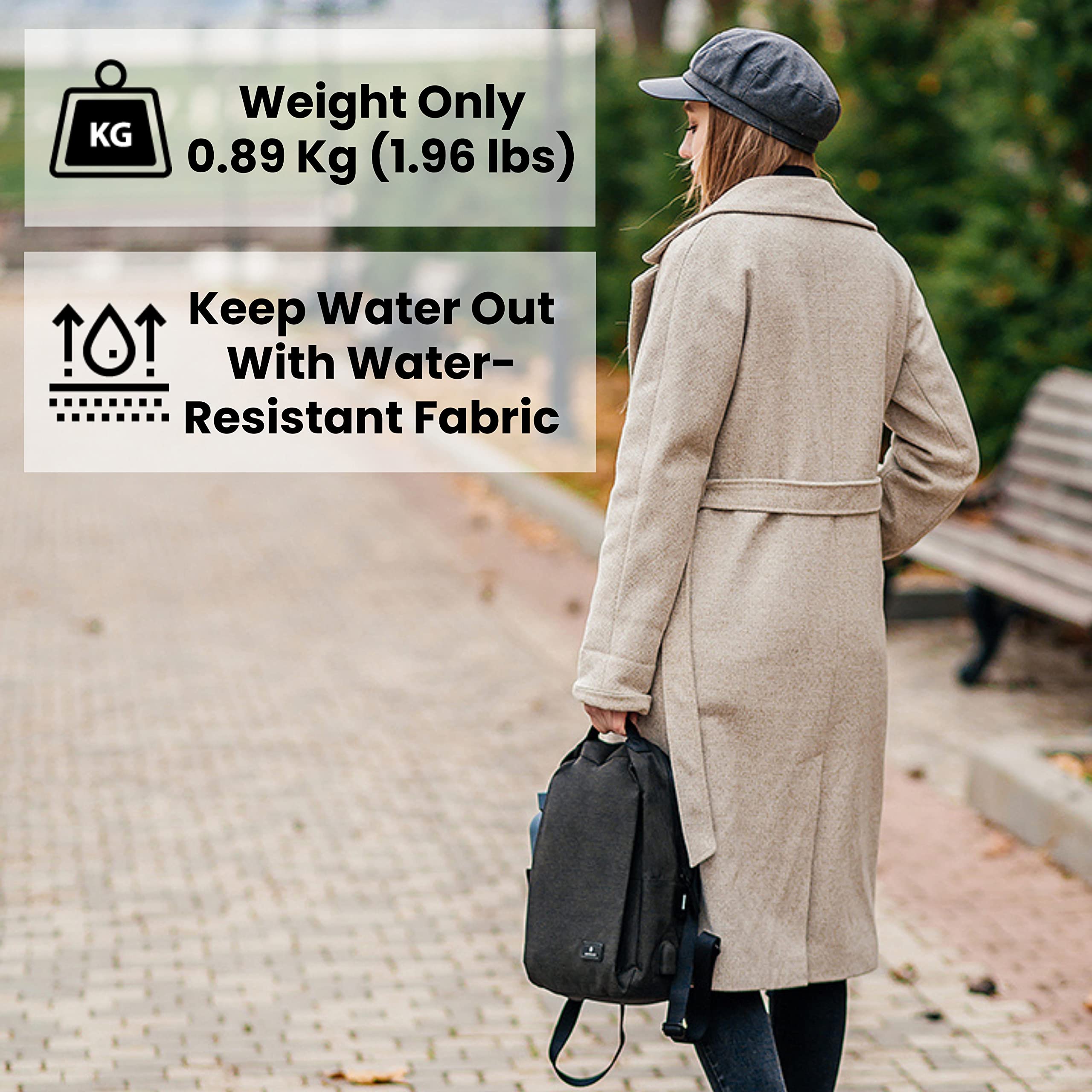 Nordace Siena II Mini Smart Travel Backpack for Women with USB Charging Port, Water Resistant