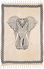 Canga Praia Poliéster Diversas Estampas Divindades Africanas Indianas Budistas Beach Bali Moda Praia (Elefante Frontal Areia)