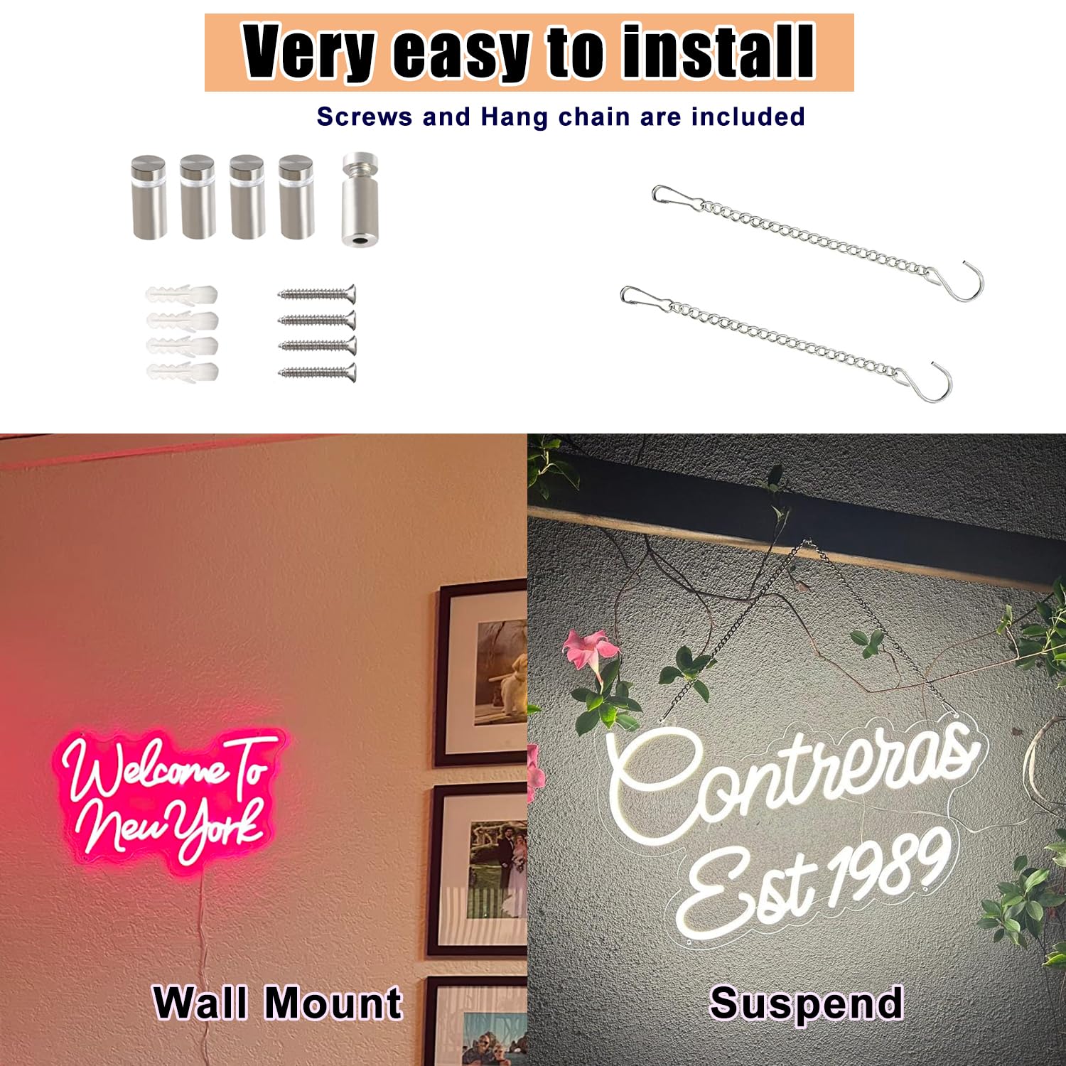 Enseigne Lumineuse Neon Personnalisable, Professionnel Personnalisé LED Lettres Prenom RGB Neon Signe pour Décoration Chambre Murale, Mariage Fête d'anniversaire Bar Boutique Logo-(40-150cm)