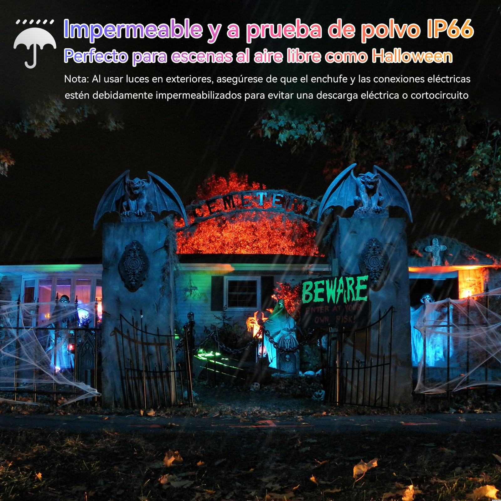 2 Piezas Foco LED RGB Exterior 100W, Regulable Foco LED con APP Bluetooth y Mando a Distancia 2.4G, IP66, 16 Millones de Colores DIY, Para Jardín, Fiestas, Pascua, Halloween, 15000LM