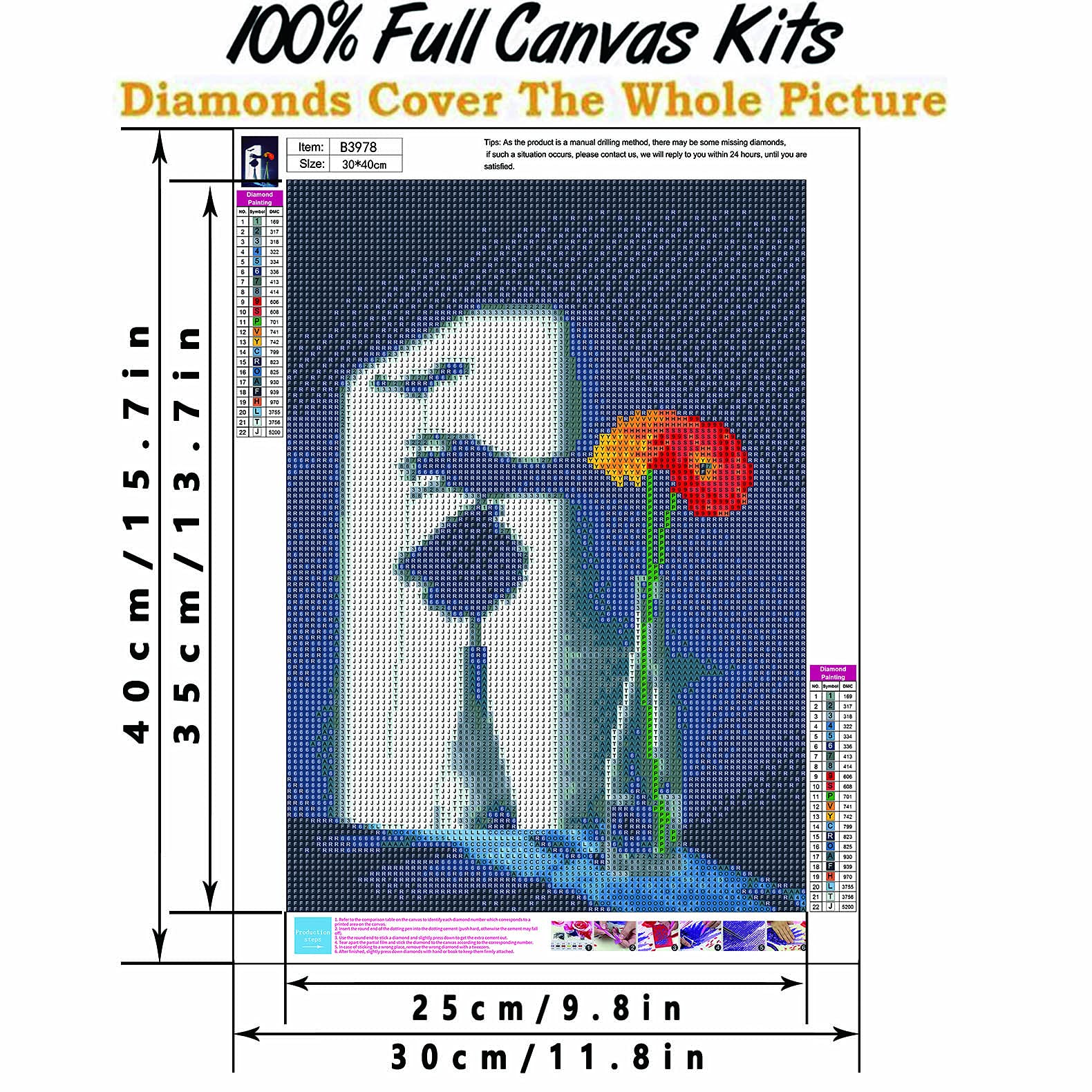 WOWDECOR Diamond Painting – Daisy Flowers Light And Shadow – Kit 5D Completo 30x40 Cm