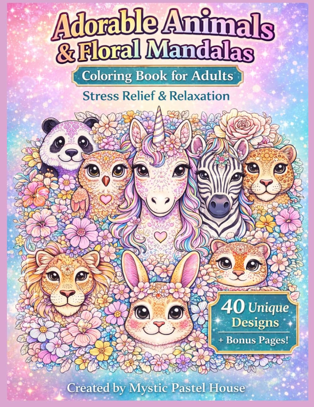 Adorable Animals & Floral Mandalas Coloring Book for Adults: Stress Relief & Relaxation | Cute Animal Mandala Designs