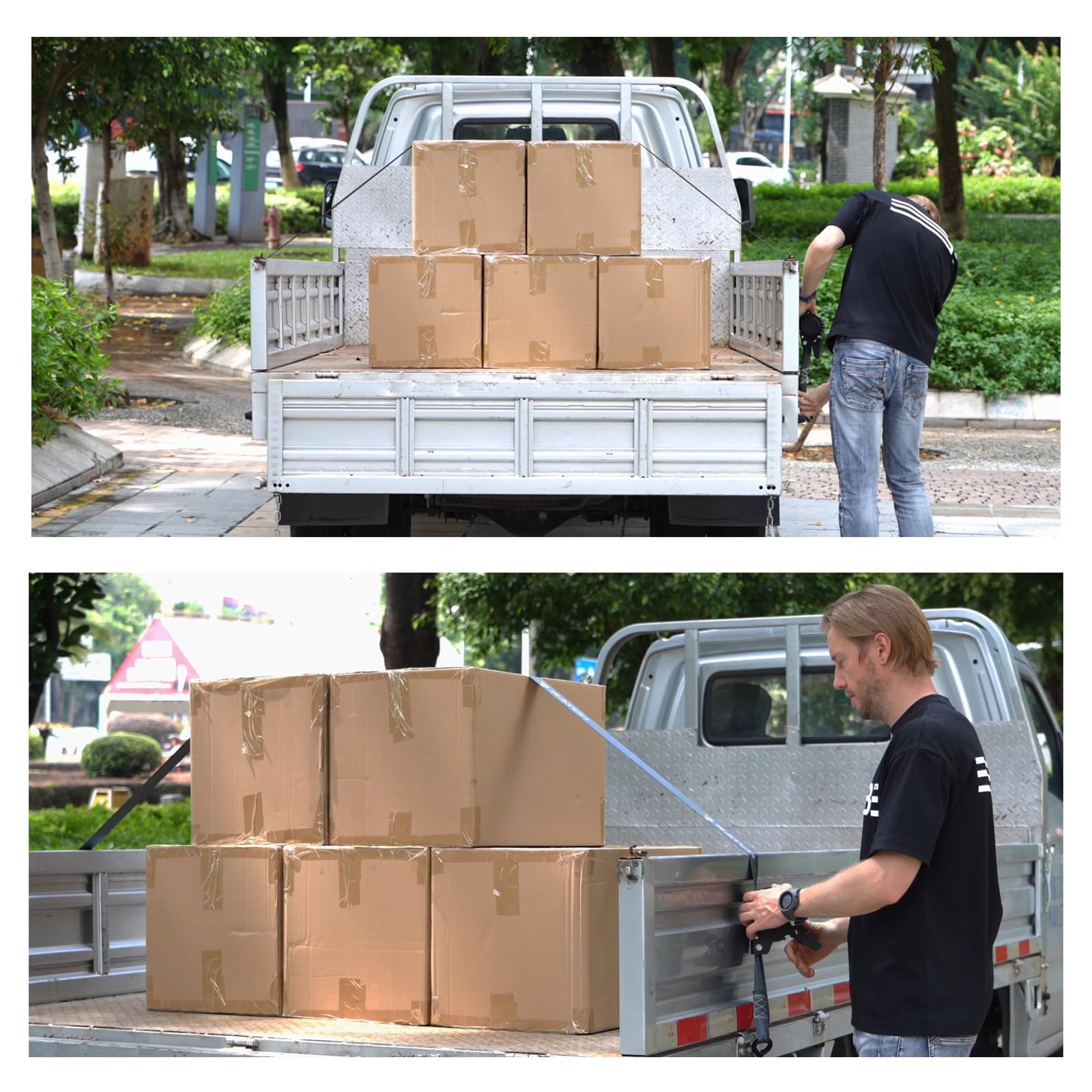 Jeu de sangles à cliquet multi-usage, poignées antidérapantes, équipement de force de rupture de 1500 / 3307lbs, transport de marchandises, sangle à cliquet