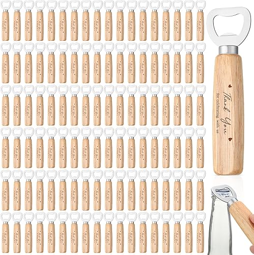 Mifoci Abridor de botellas de vino de madera a granel Thank You for Celebrating with Us Regalos grabados para invitados, bodas, fiestas de