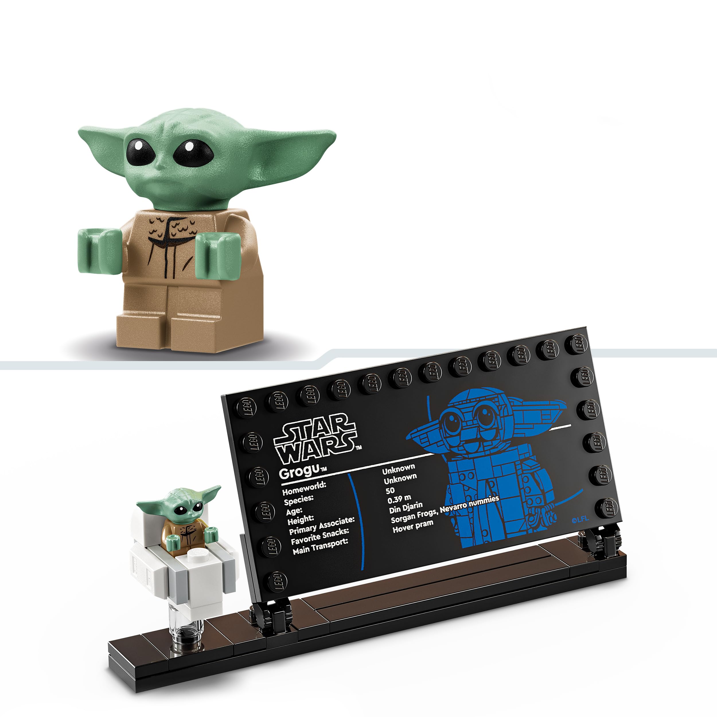 LEGO Star Wars 75403 Grogu con Aerocuna, Figura Articulada de Baby Yoda de Juguete y Minifigura, Decoración de Habitación Juvenil, Regalo para Niños y Niñas de 10 Años o Más y Fans de The Mandalorian