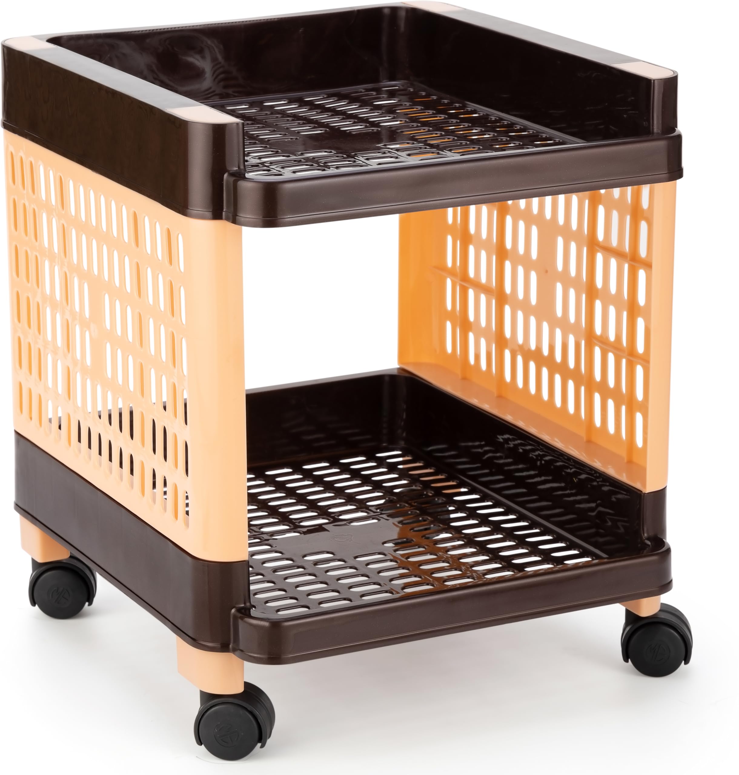 Finner Fruits/Vegetables Kitchen Rack Plastic 2 Layer Multipurpose Shelf/Stand/Trolley Basket Rack for Kitchen Office Rack Beige Brown - 2 Step-picture-14
