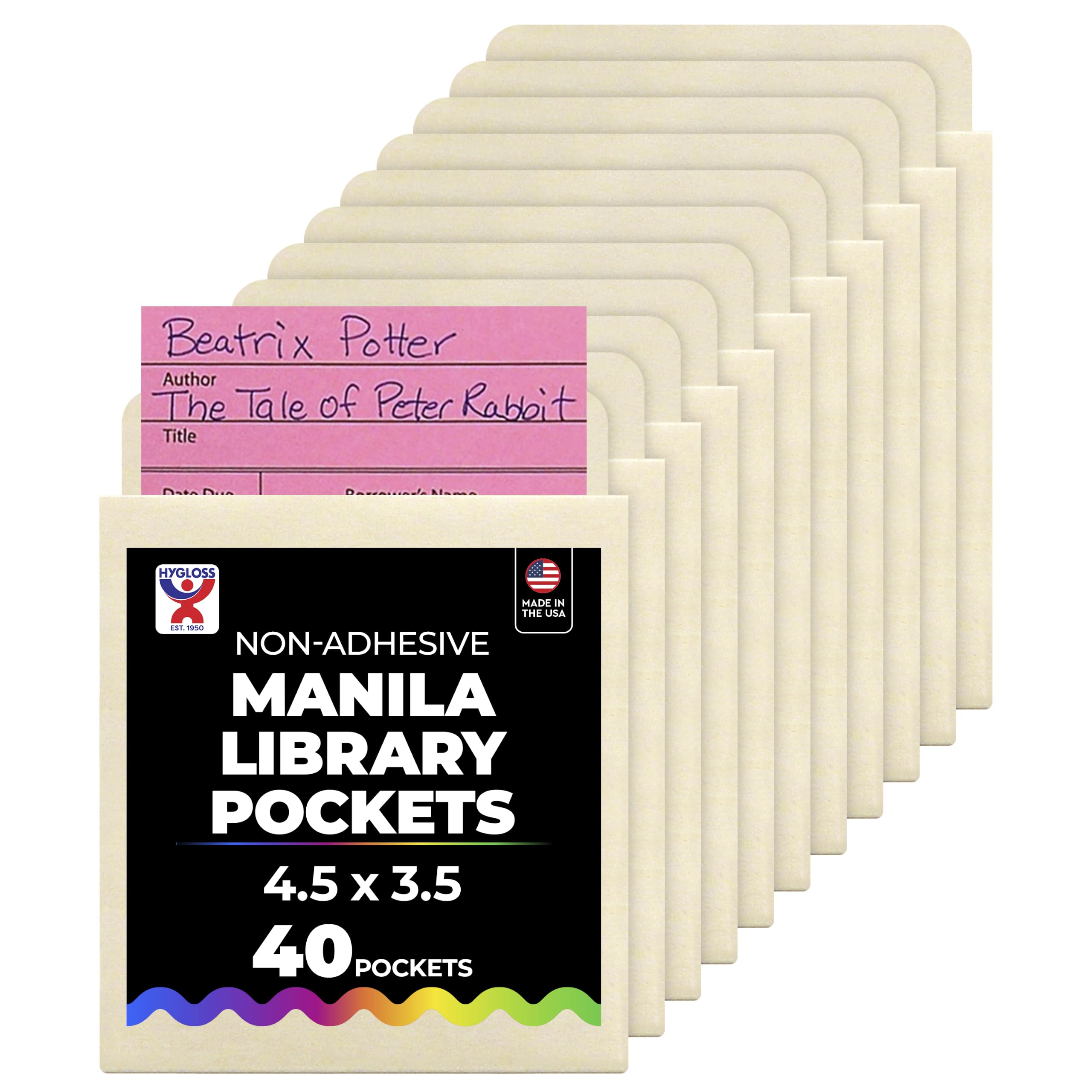 Hygloss Products Manila Library Pockets โ Pocket Envelopes Made in The USA โ 4.5 x 3.5 Inches, 40 Pack
