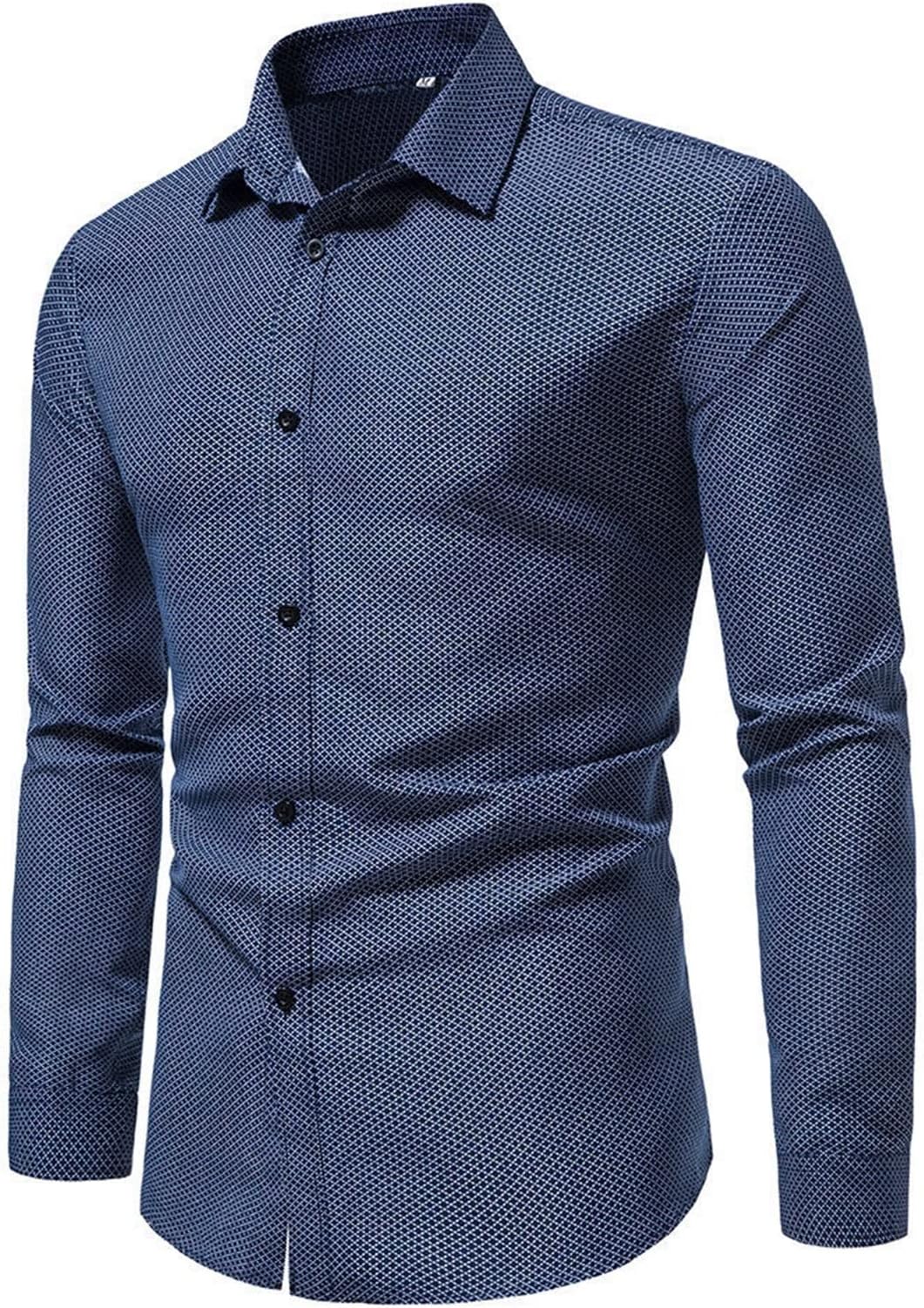 ZOKIVAZOKIVA Men's Casua Shirts, Spring men's casual long sleeve shirt Men's slim print shirt (Color : Hortel�, Size : XL)