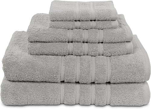 Designer MyTowels - Juego de 6 piezas de algodón Shirpur, gris perla