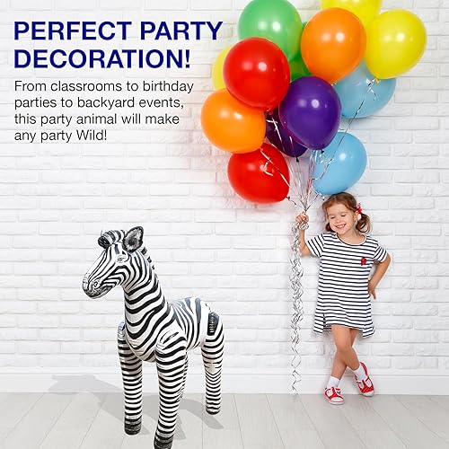 Miniatura 6 de Jet Creations Juguete inflable de cebra de 60 pulgadas de alto, para decoración de diversión infinita, globos de fiesta para niños y adultos,