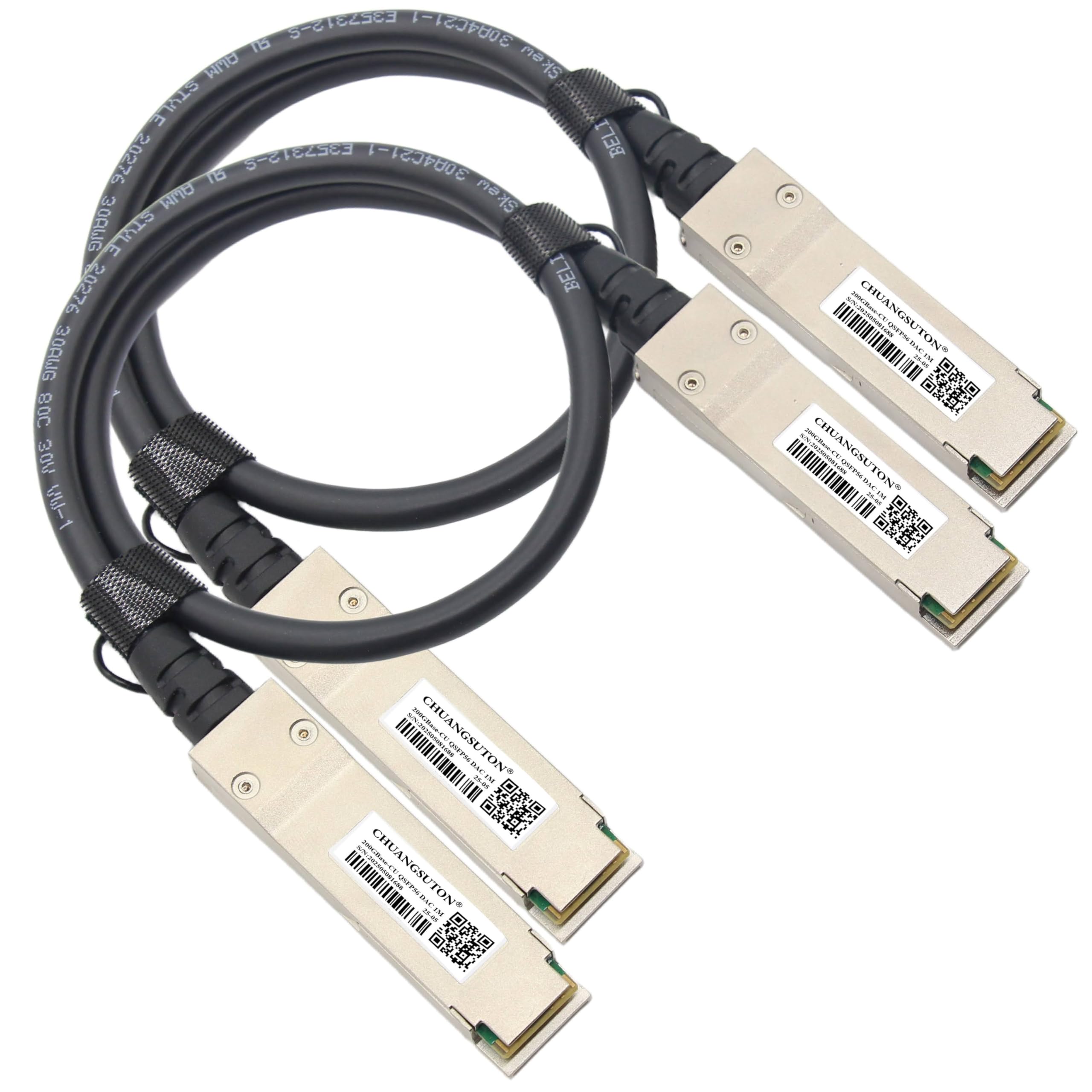 200G QSFP56 a QSFP56 PAM4 DAC Cable Ethernet pasivo de conexión directa de cobre Twinax compatible con NVIDIA/Mellanox MCP1650-V00AE30 (0,5 m)