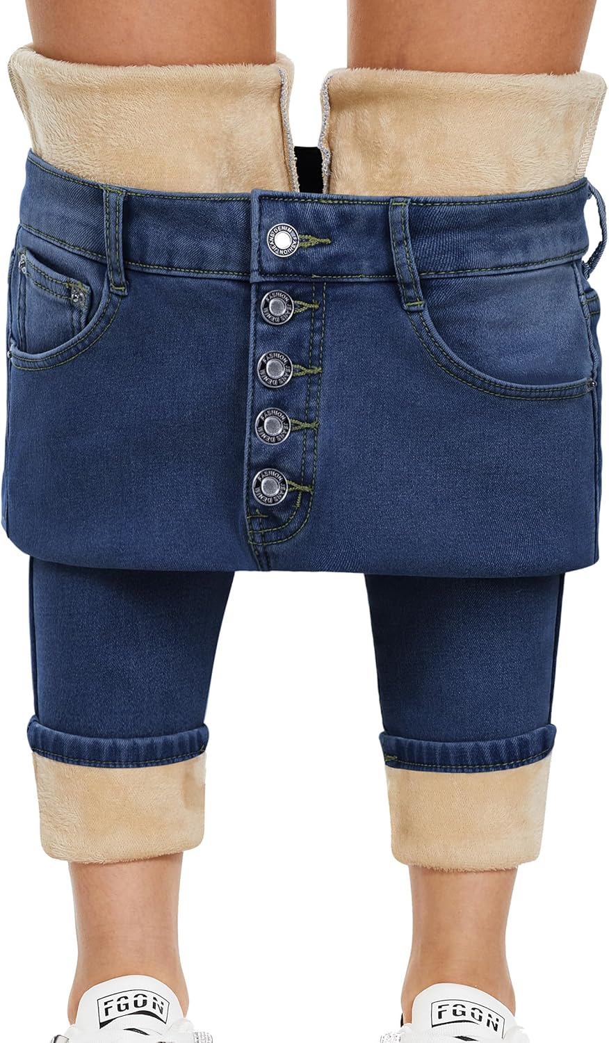 Women's Fleece Lined Jeans Thicken High Waisted Skinny Stretch Jeans for Women Winter Warm Flannel Lined Butt Lift Jeans