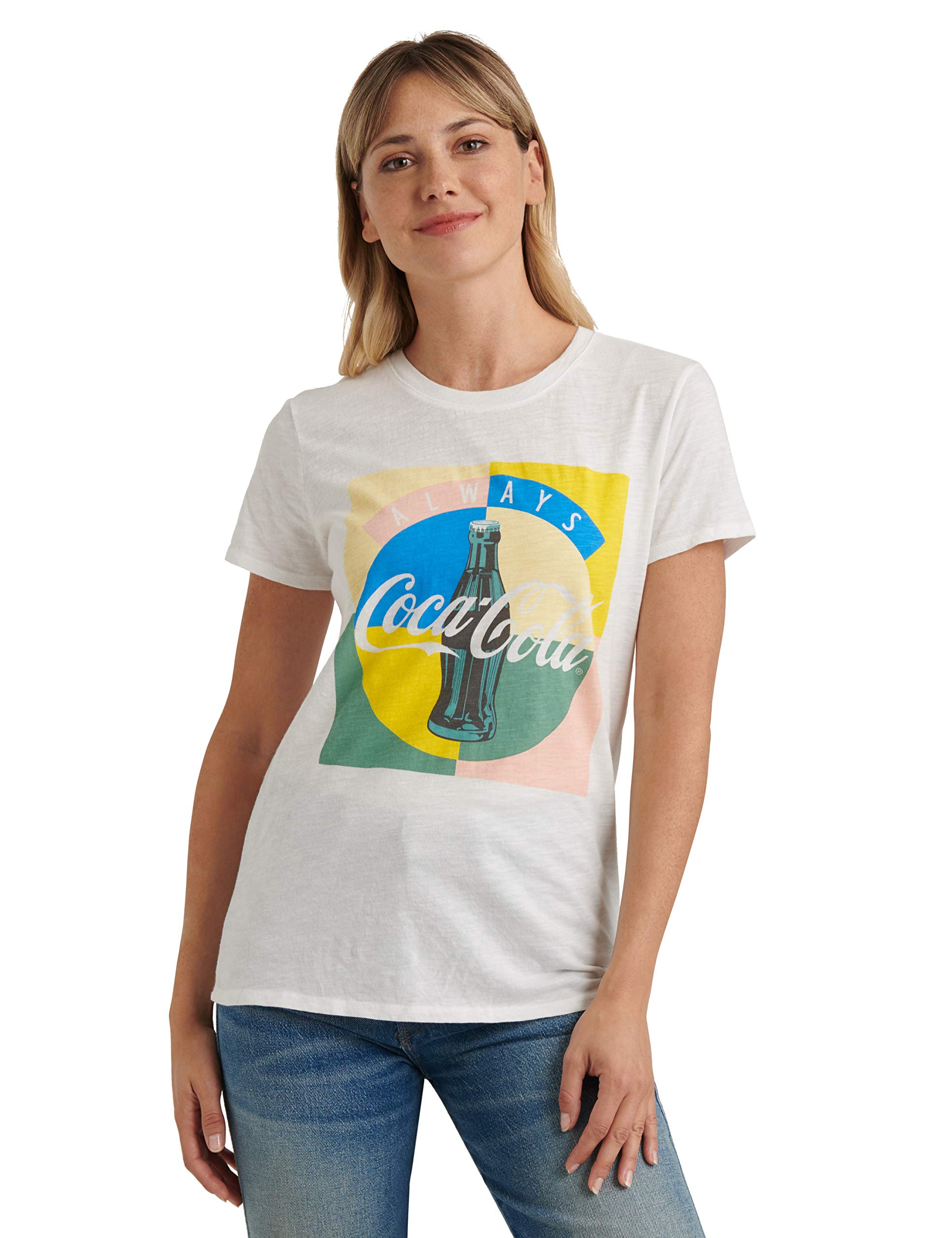 Lucky Brand Women's Short Sleeve Crew Neck Coke Multi Tee