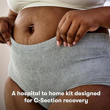 Frida Mom C-Section Recovery Must Have Kit for Labor, Delivery, Postpartum, Socks, Peri Bottle, Disposable Underwear, Abdominal Support Binder, Shower Wipes, Silicone Scar Patches, Toiletry Bag