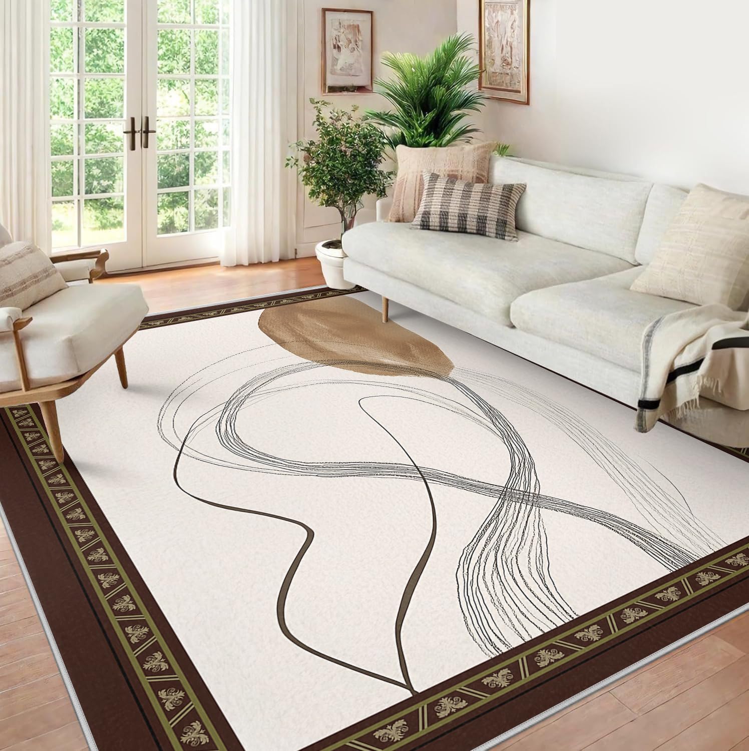 Minimalistyczne zmywalne i miękkie antypoślizgowe dywaniki 200 x 300 cm abstrakcyjne linie i kolorowe klocki Dywan wewnętrzny o niskim włosie i nieodłączony do salonu