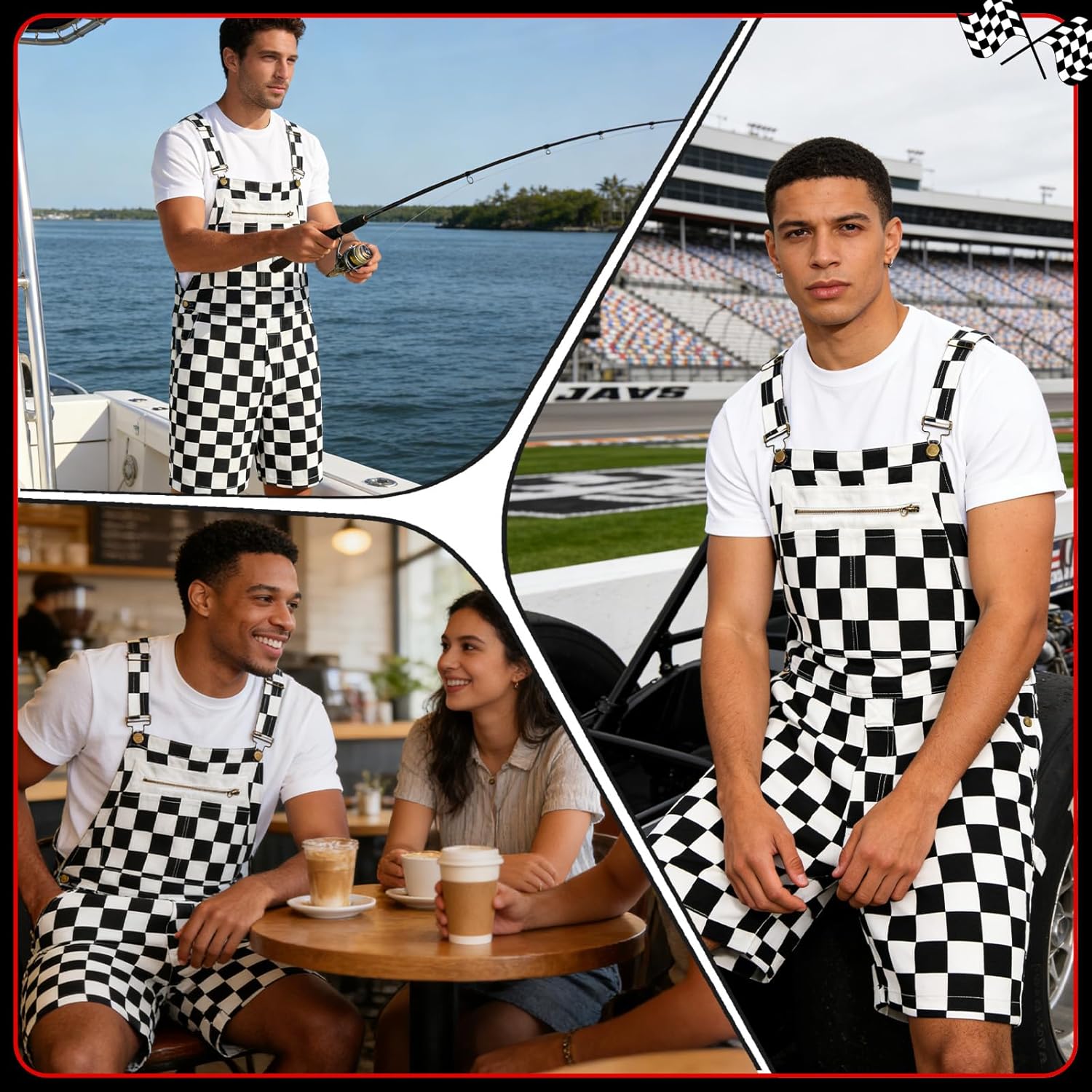 Men Overalls American Flag Overalls Checkered Overall Men Women USA Overall Game Bibs Coveralls Crotch Zipper