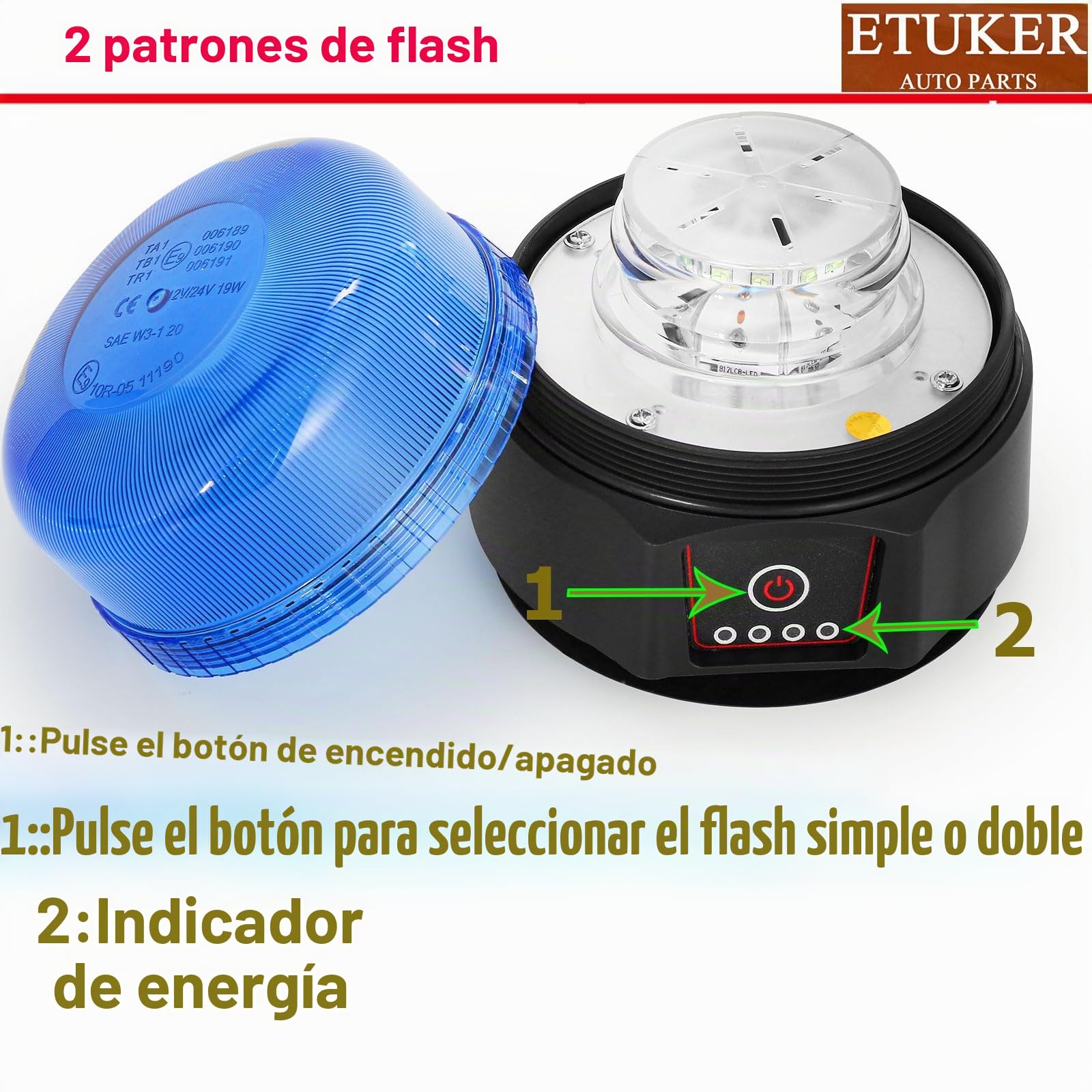 LED Luces Estroboscópica Luz Giratoria Azul Tractor con iman Inalámbrico Recargable Flashde Emergencia Homologadas