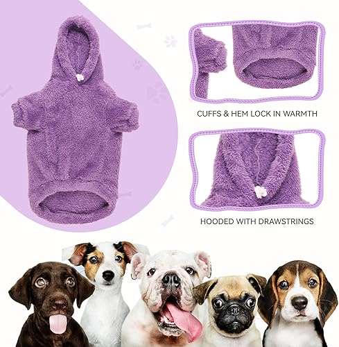Miniatura 8 de Suéteres mullidos para perros pequeños, sudadera con capucha suave de doble cara de forro polar de felpa para perro, ropa para perro, abrigos para
