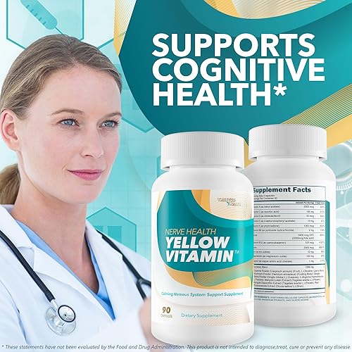 Miniatura 5 de Vitamina amarilla para los nervios - Nuestro mejor suplemento calmante de apoyo nervioso - Complejo de vitamina B para la reparación nerviosa -