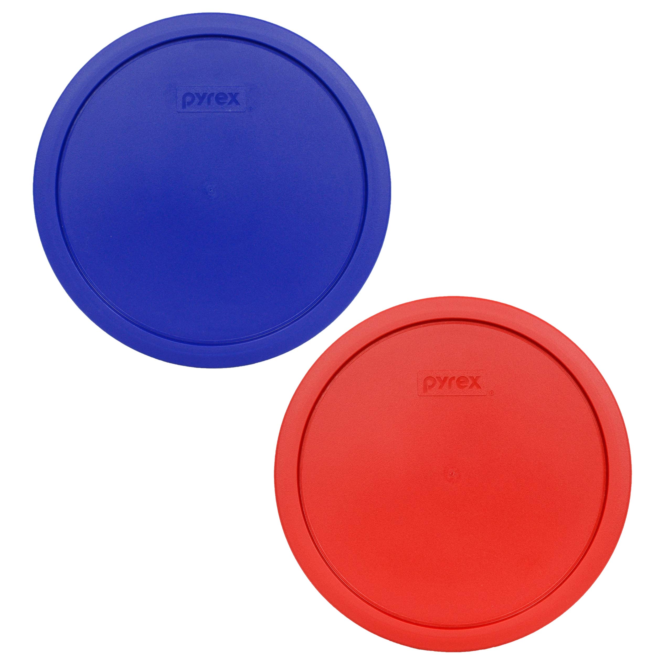Couvercle Pyrex 7403-PC rouge coquelicot et bleu cadet pour plat rond 10 tasses